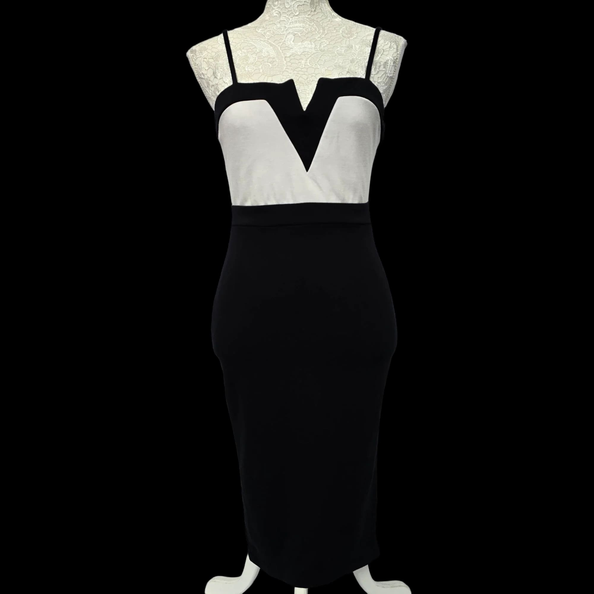 Womens AX Black White Midi Dress UK 12 - Dresses - 1 - 3547