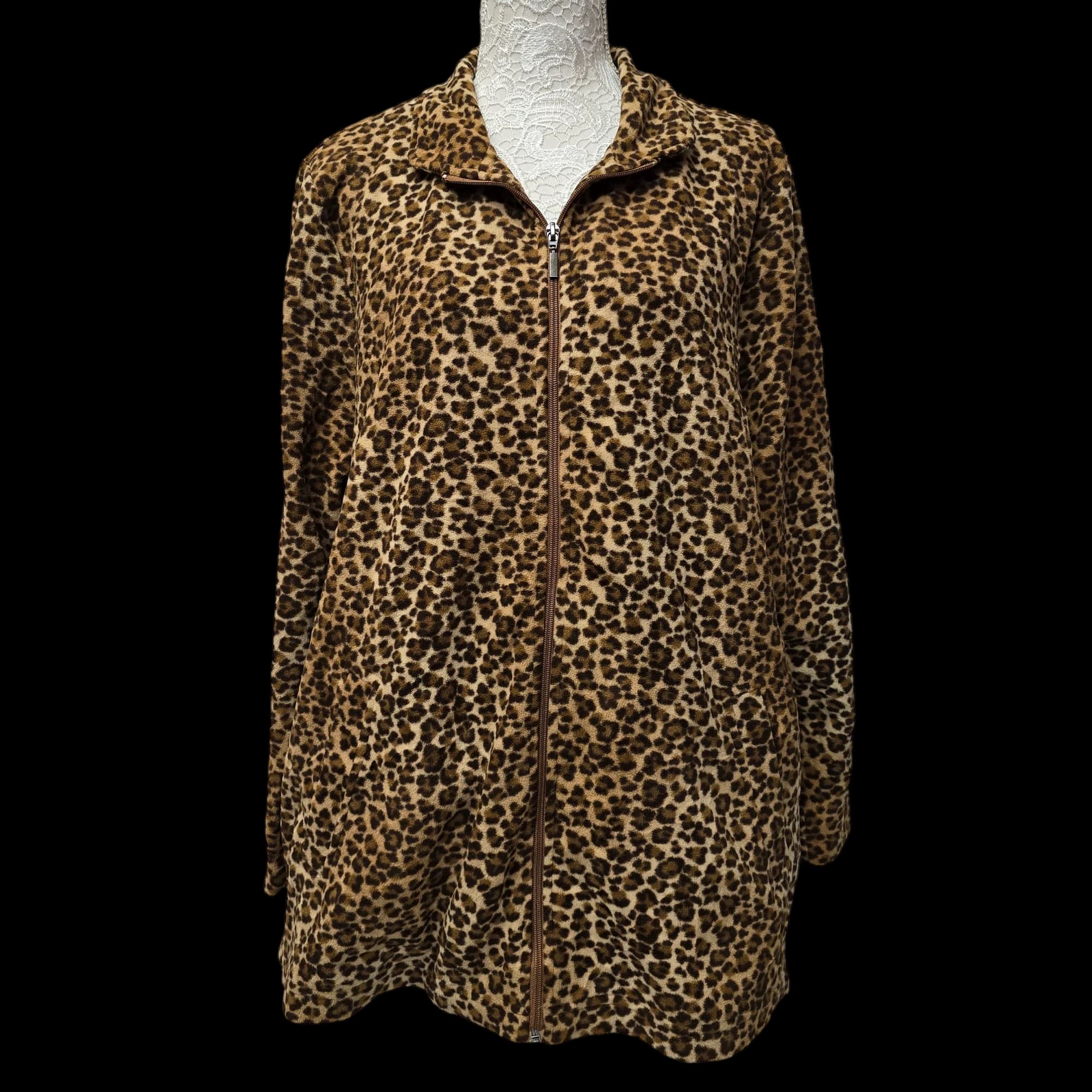 Womens Black Brown Thin Animal Print Jacket UK XL