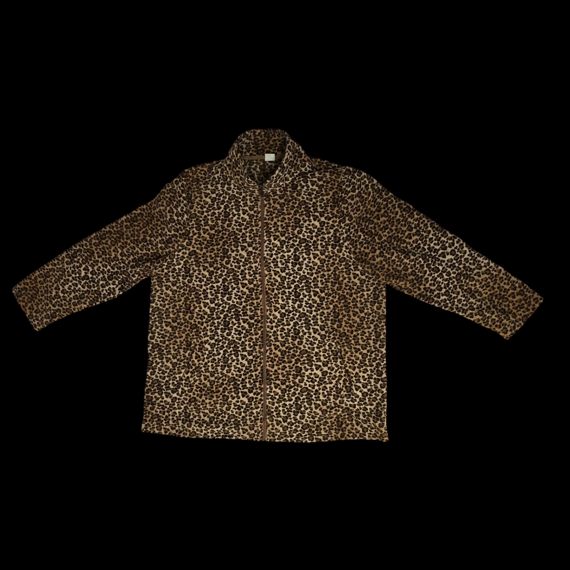 Womens Black Brown Thin Animal Print Jacket UK XL