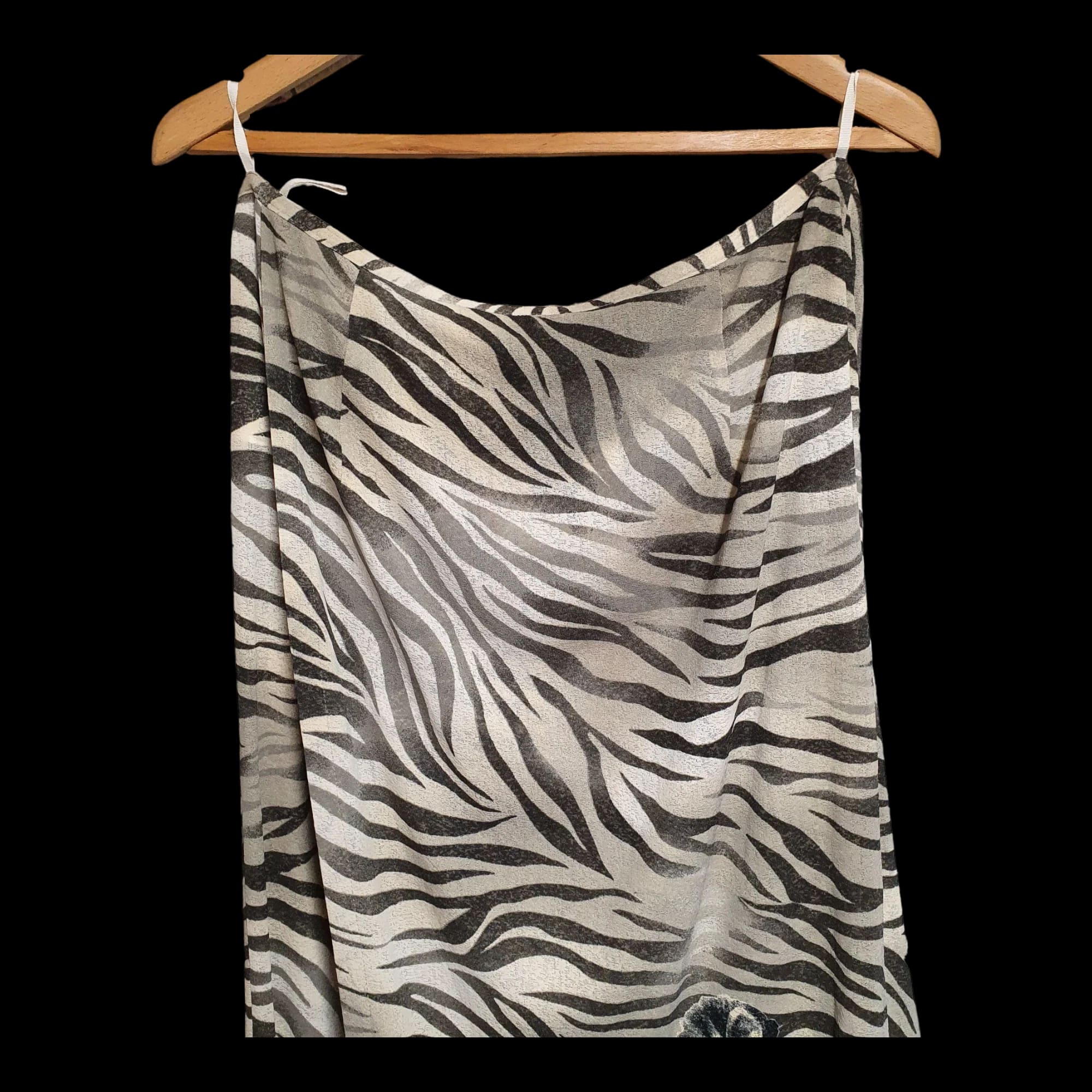 Womens Black Monari Zebra Animal Print Wrap Skirt UK Large