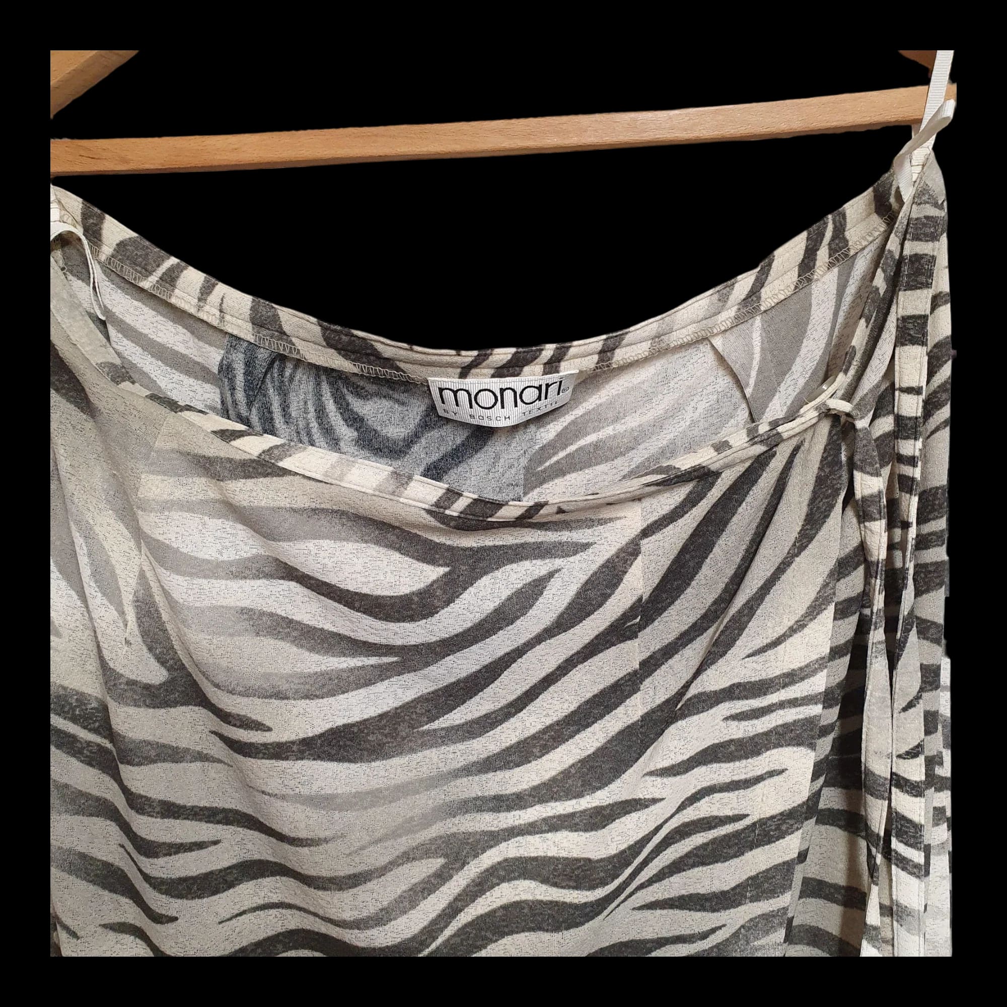 Womens Black Monari Zebra Animal Print Wrap Skirt UK Large