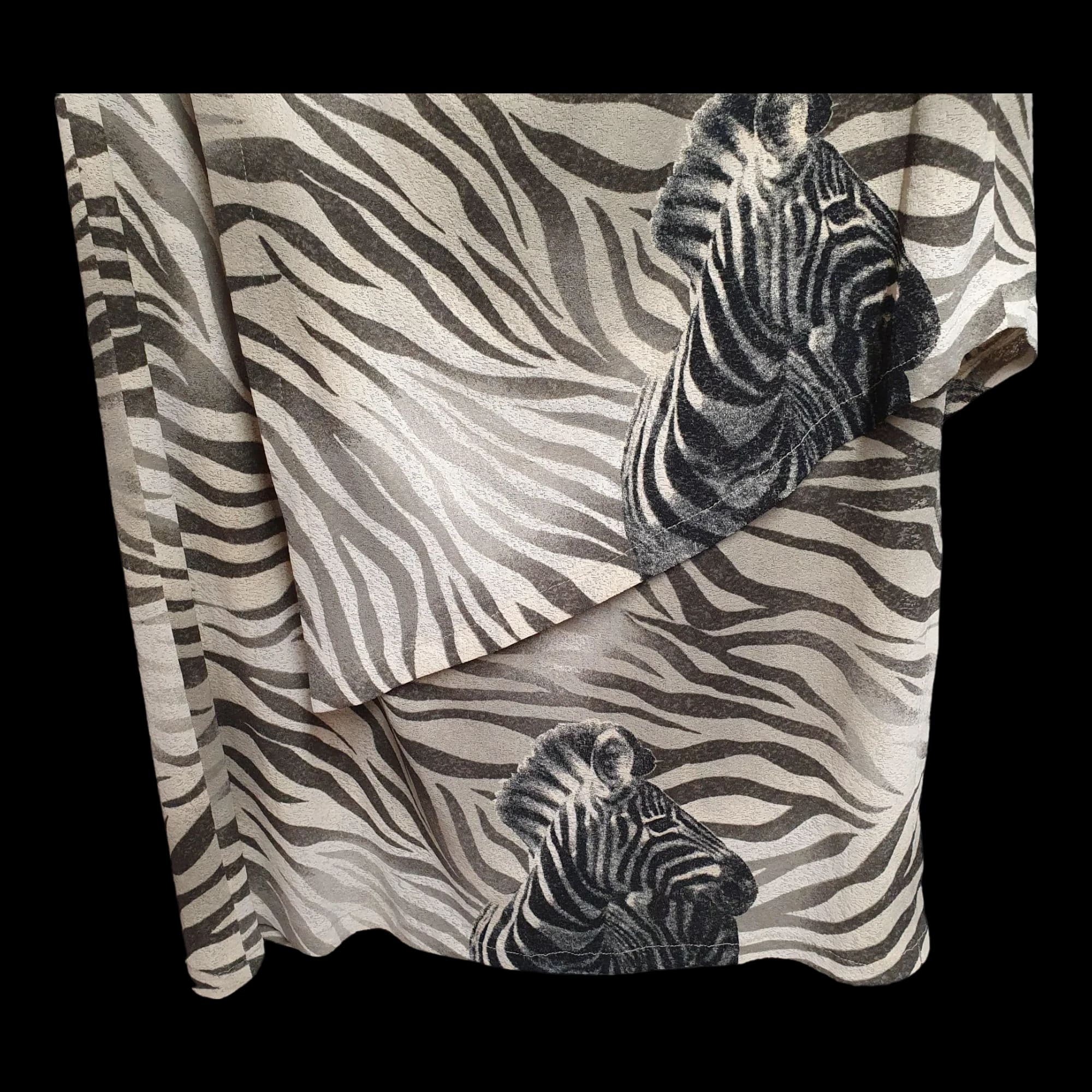 Womens Black Monari Zebra Animal Print Wrap Skirt UK Large