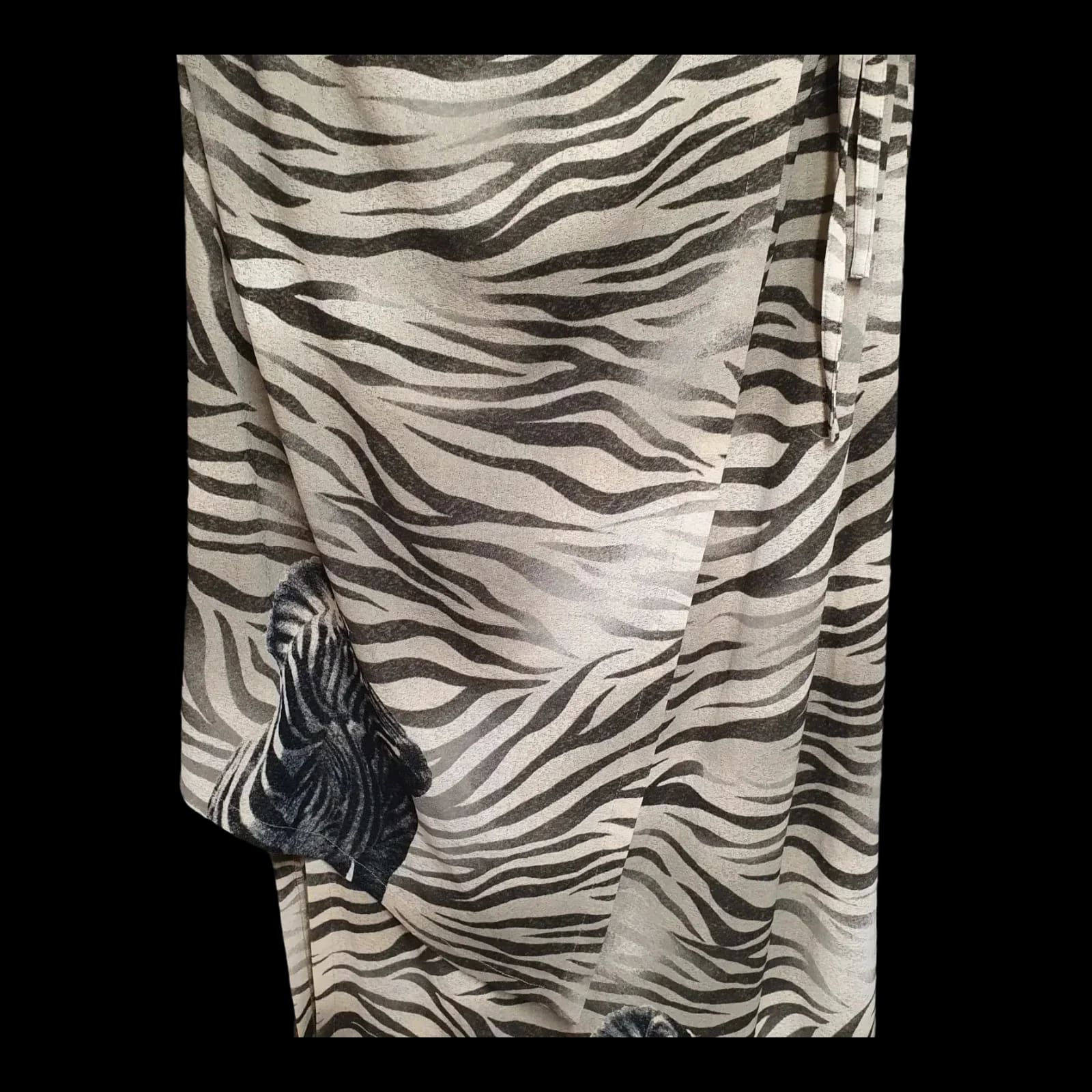 Womens Black Monari Zebra Animal Print Wrap Skirt UK Large