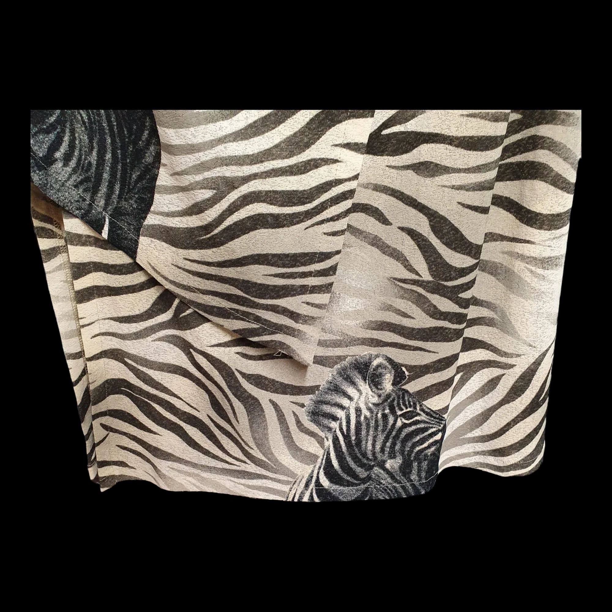 Womens Black Monari Zebra Animal Print Wrap Skirt UK Large