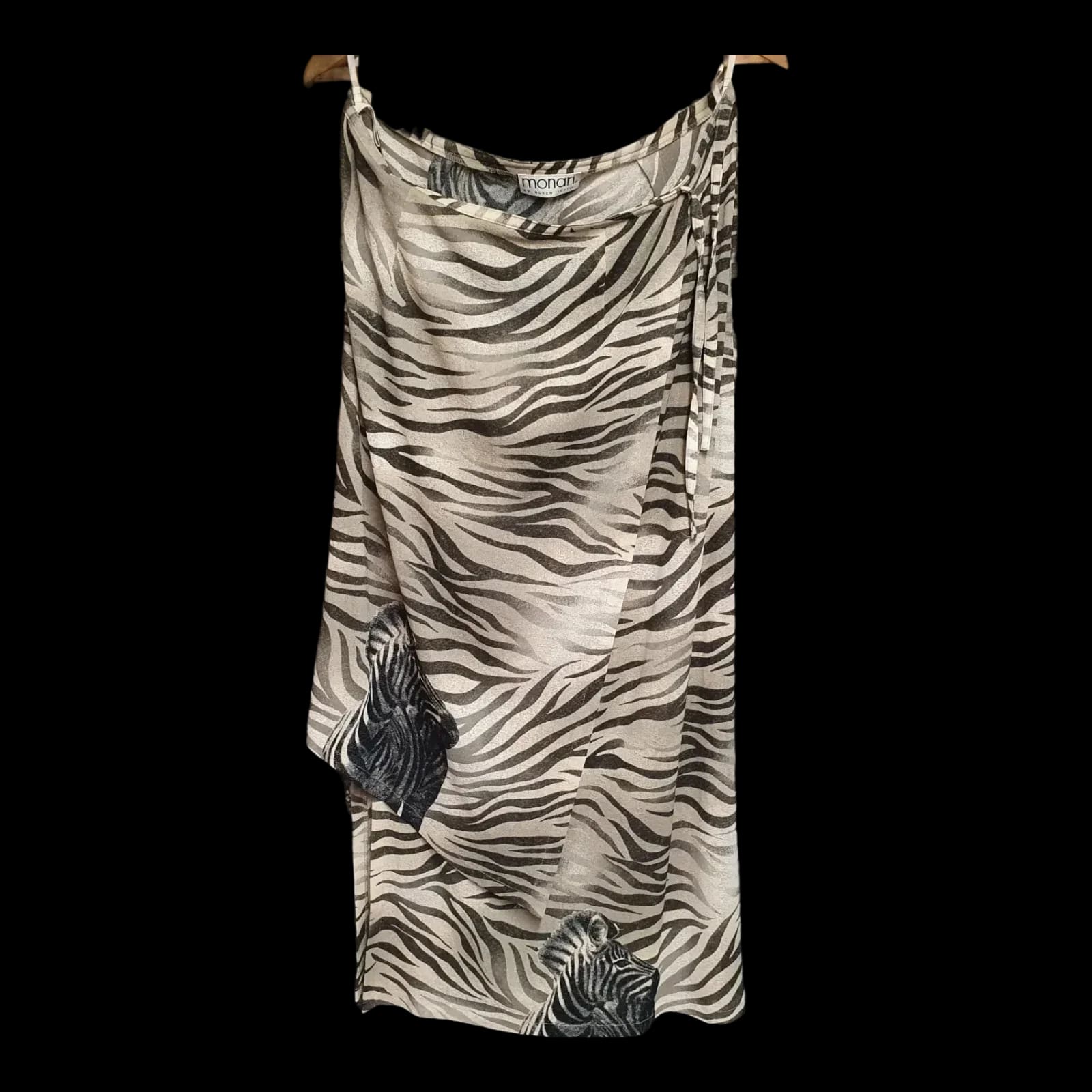 Womens Black Monari Zebra Animal Print Wrap Skirt UK Large