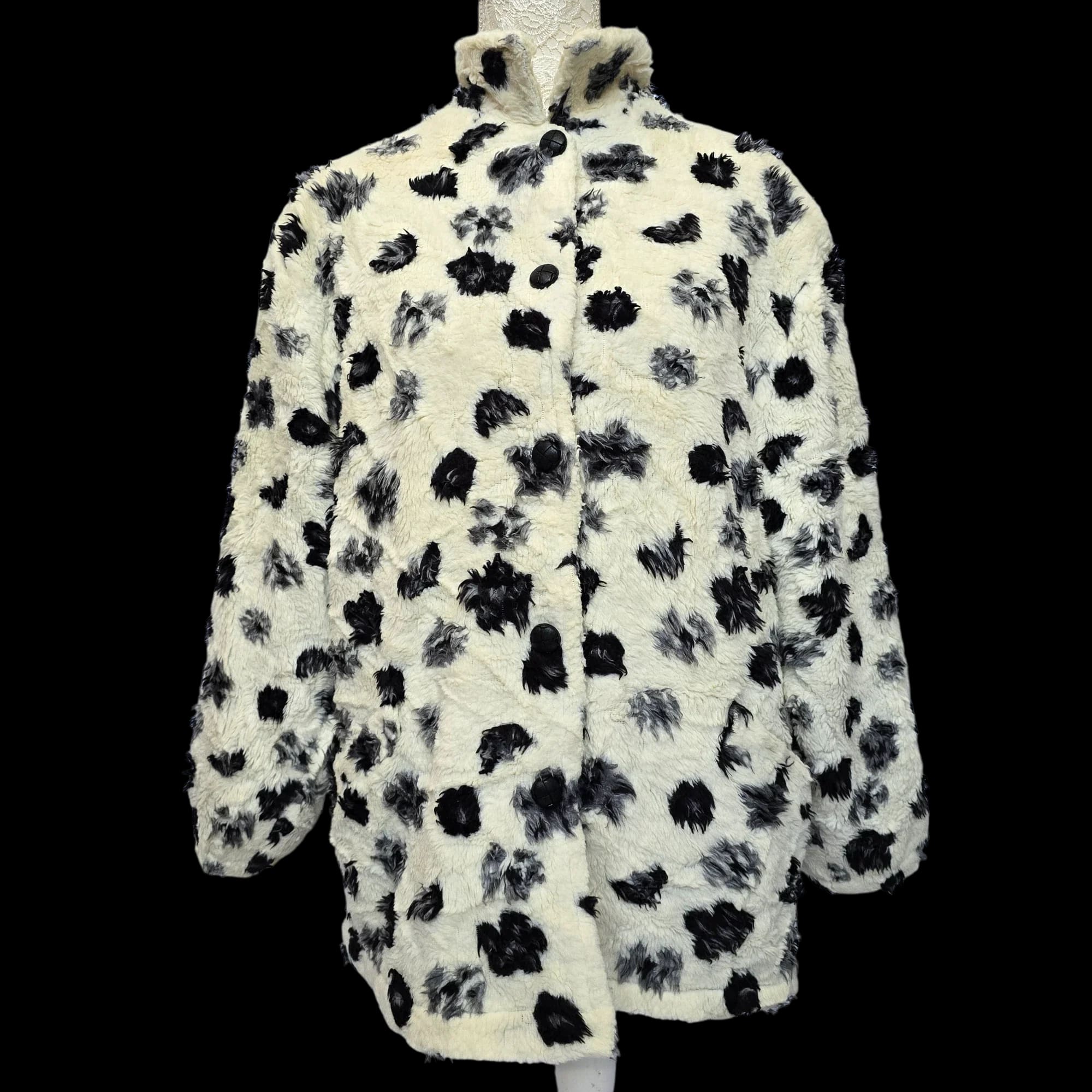 Women’s Black White Animal Print Jacket UK 3XL - Coat