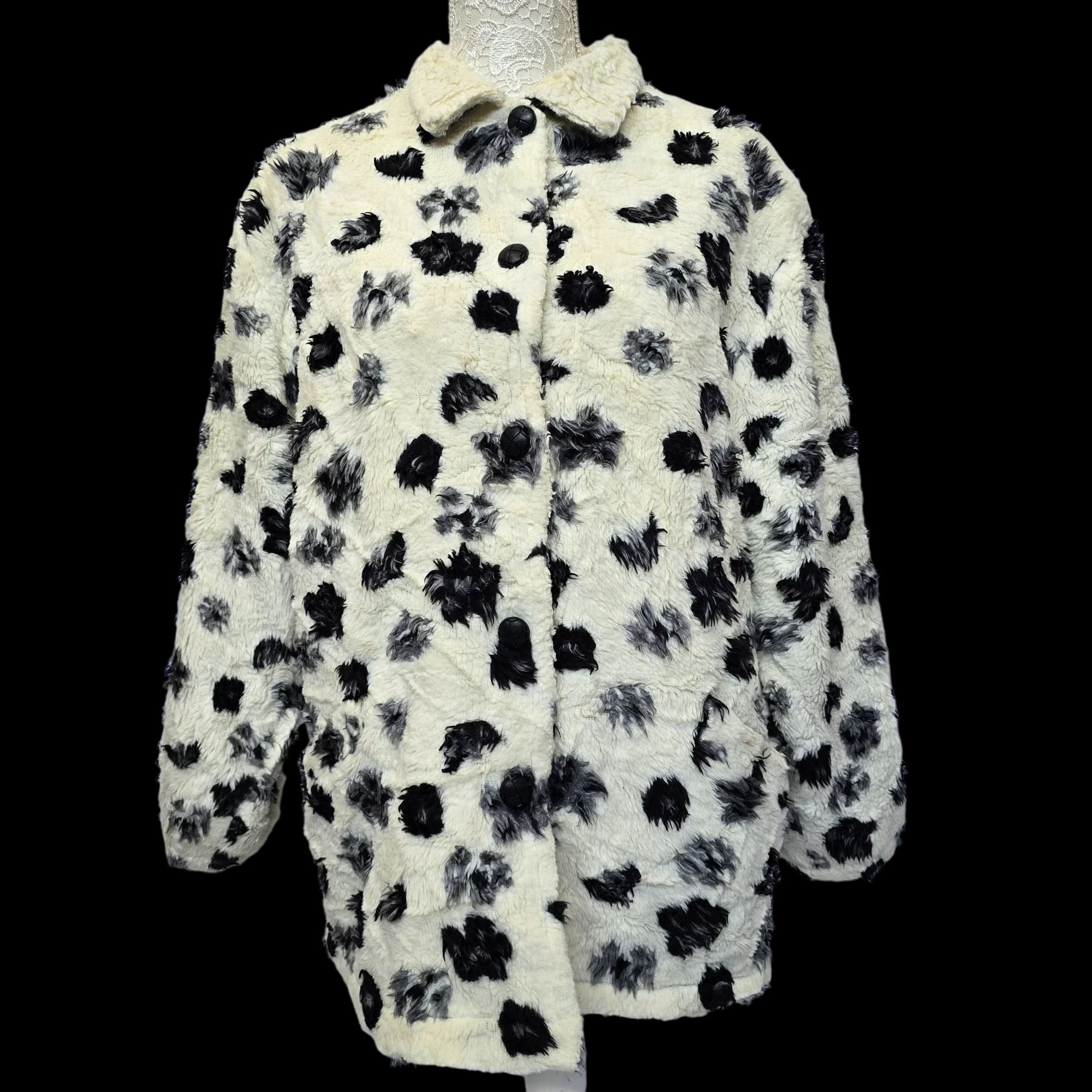 Women’s Black White Animal Print Jacket UK 3XL - Coat