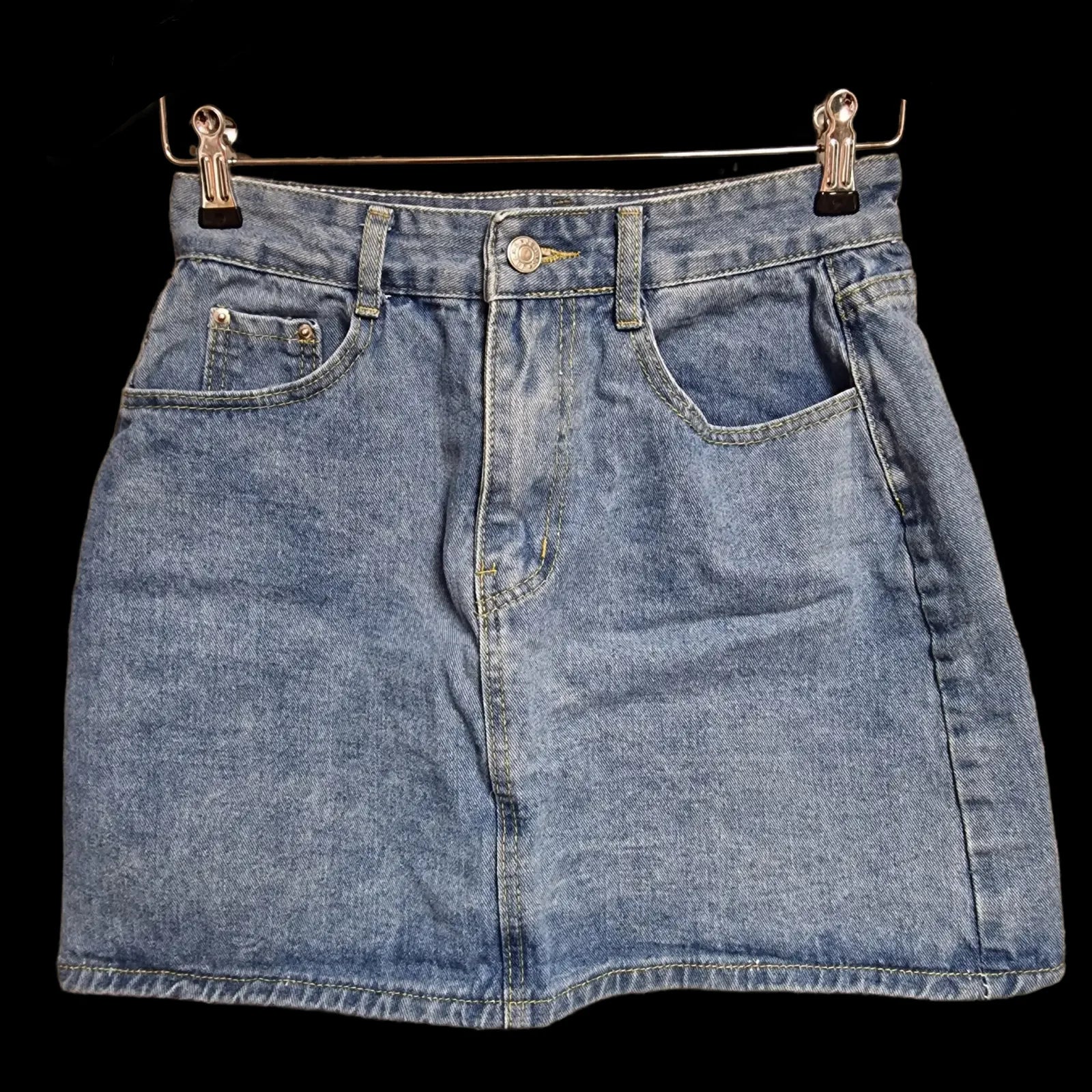 Womens Blue Denim Mini Skirt Uk Small - Skirts - Unbranded