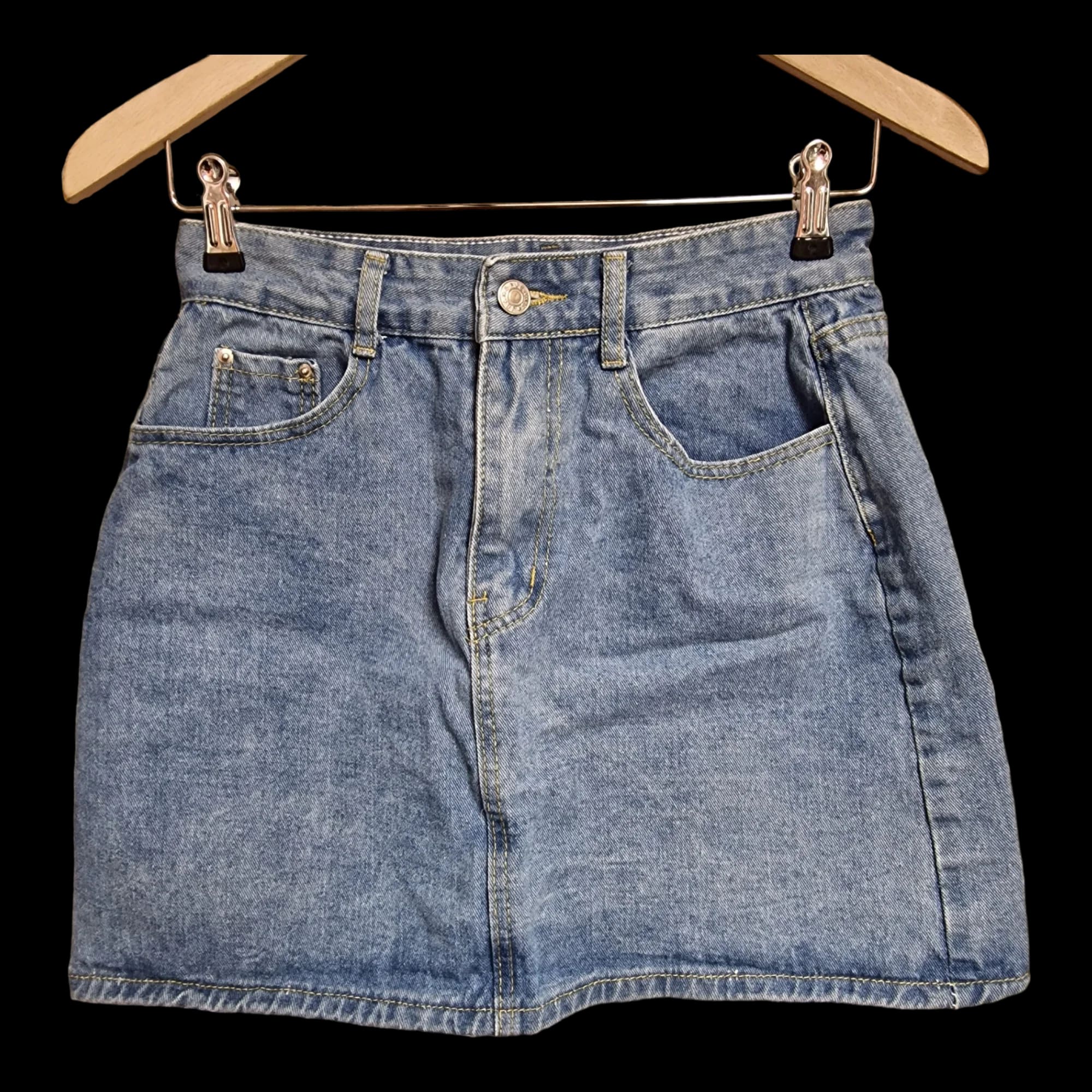 Womens Blue Denim Mini Skirt UK Small - Skirts - Unbranded