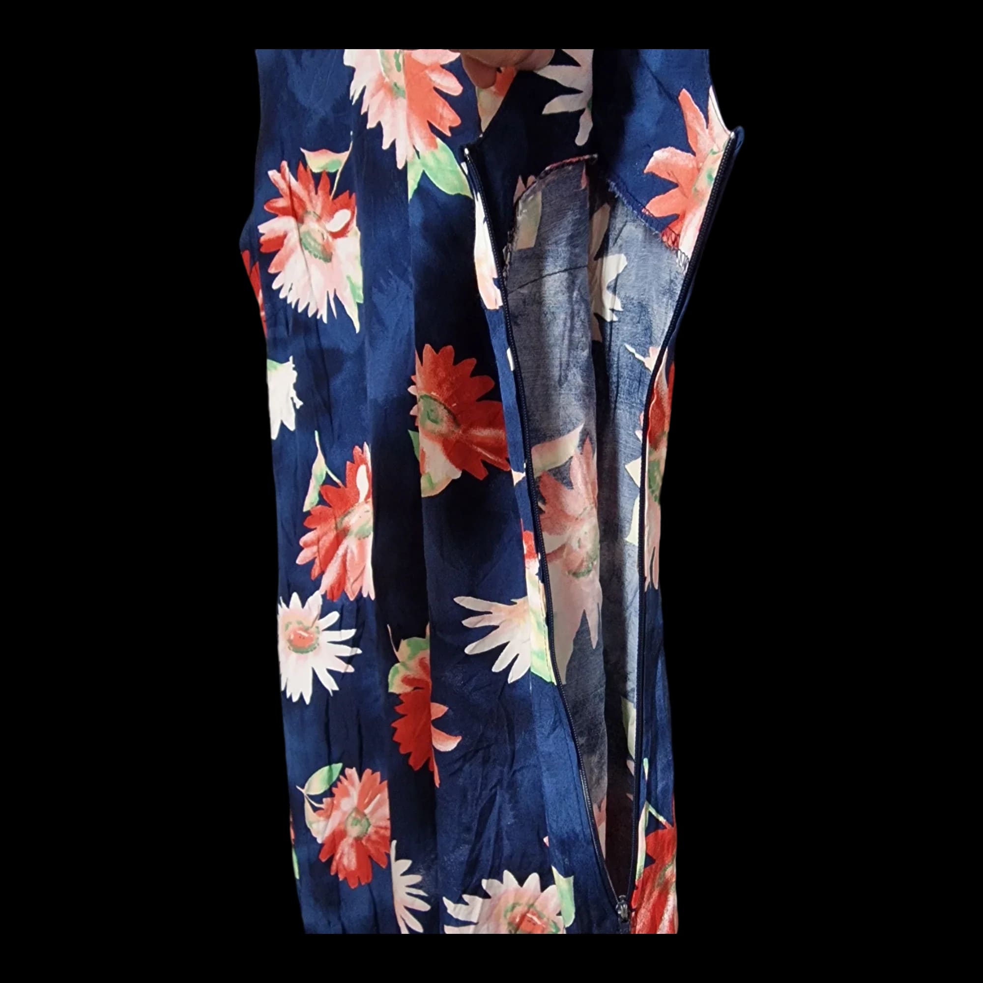 Womens Blue Floral Vintage Sleeveless Summer Dress UK 12