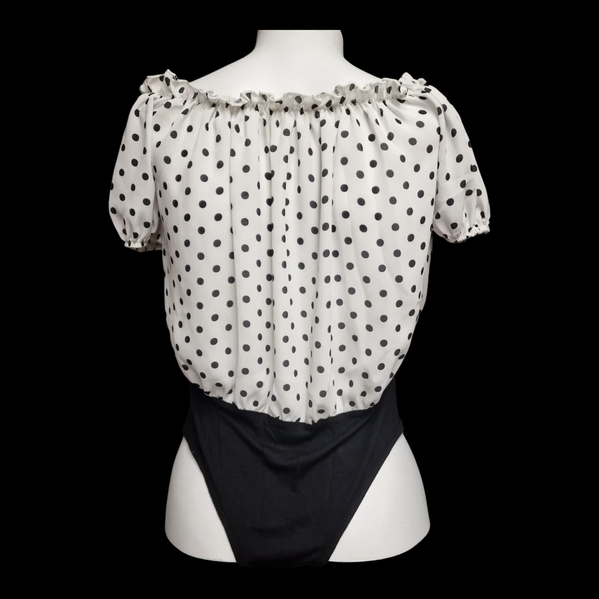 Womens Boohoo Black White Polkadot Bodysuit UK 8