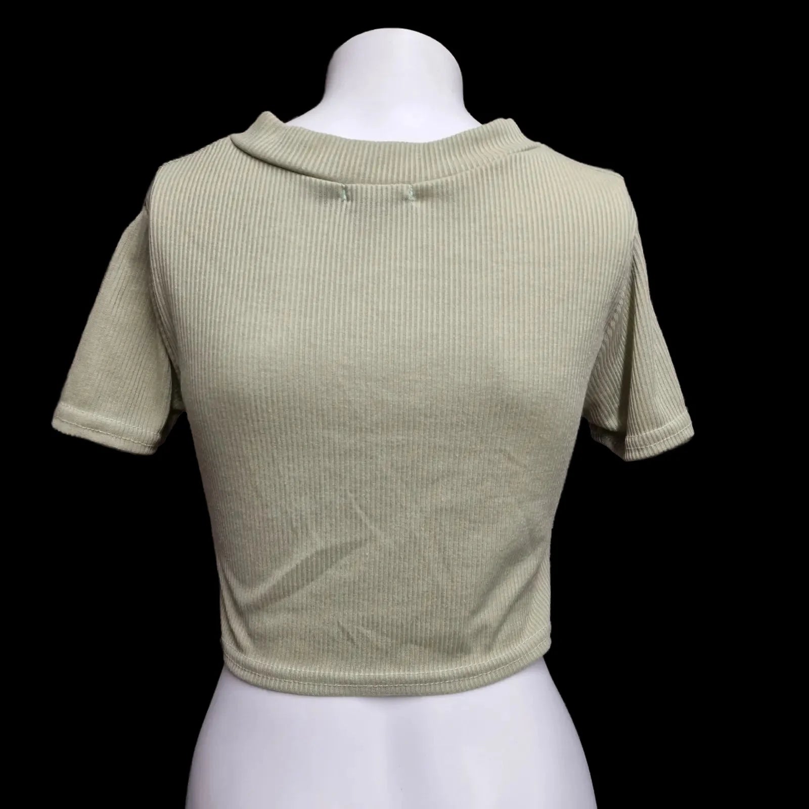 Womens Boohoo Green Tied Crop Top V-neck Short Sleeved Uk 8