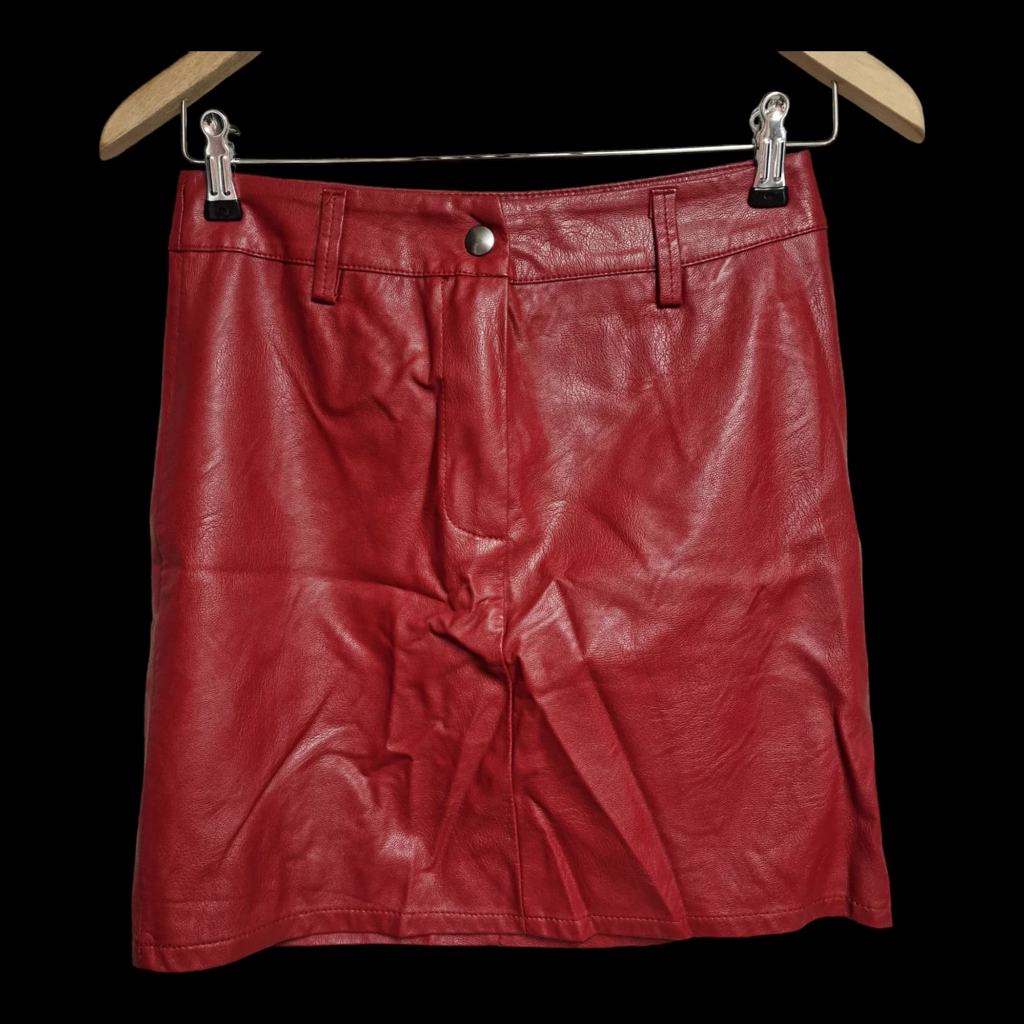 Womens Boohoo Red Faux Leather Mini Skirt UK 8 - Skirts - 1