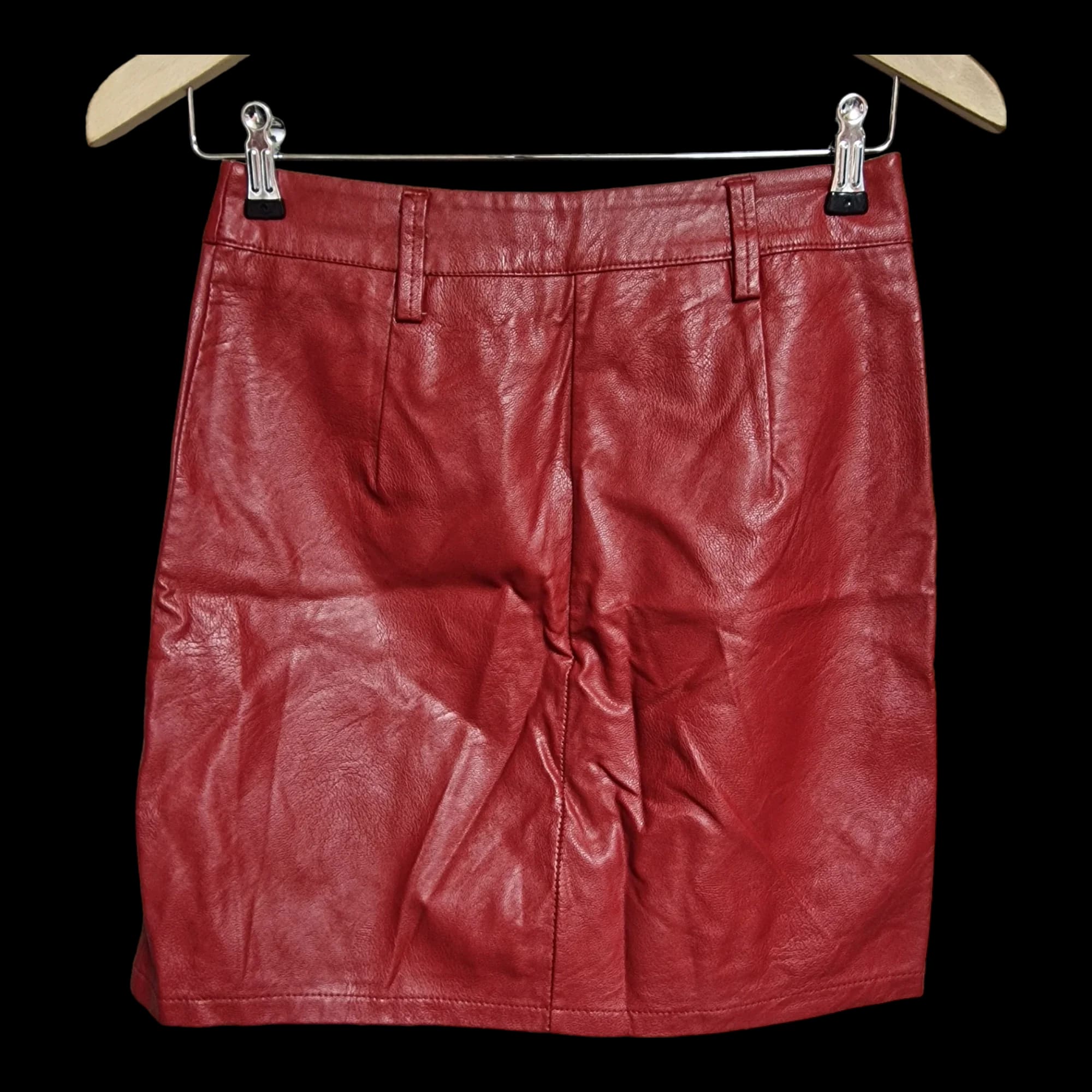 Womens Boohoo Red Faux Leather Mini Skirt UK 8 - Skirts - 2