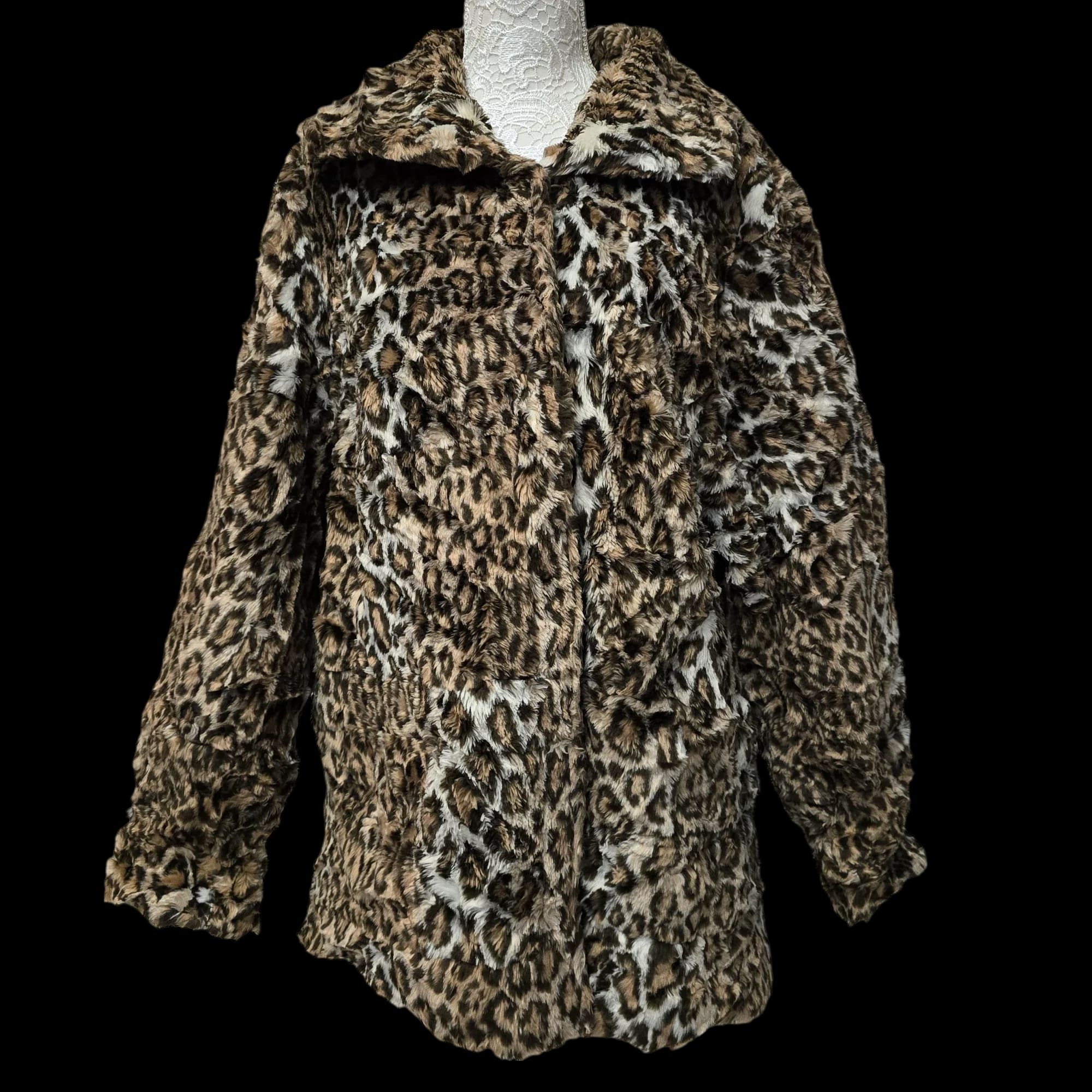 Womens Cristin By Fashion Black Brown Animal Print Jacket