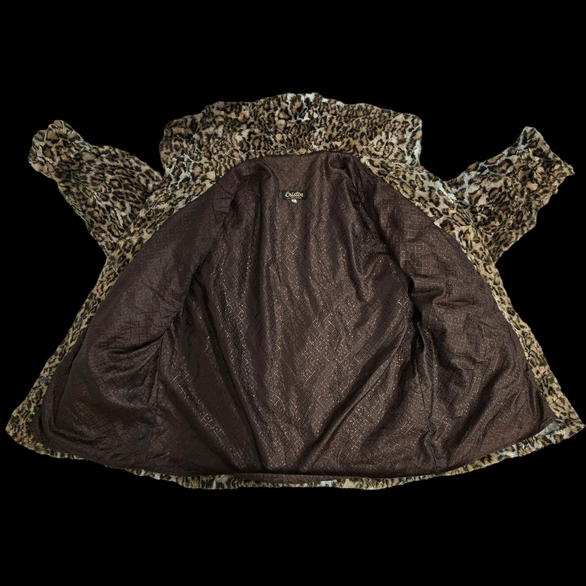 Womens Cristin By Fashion Black Brown Animal Print Jacket