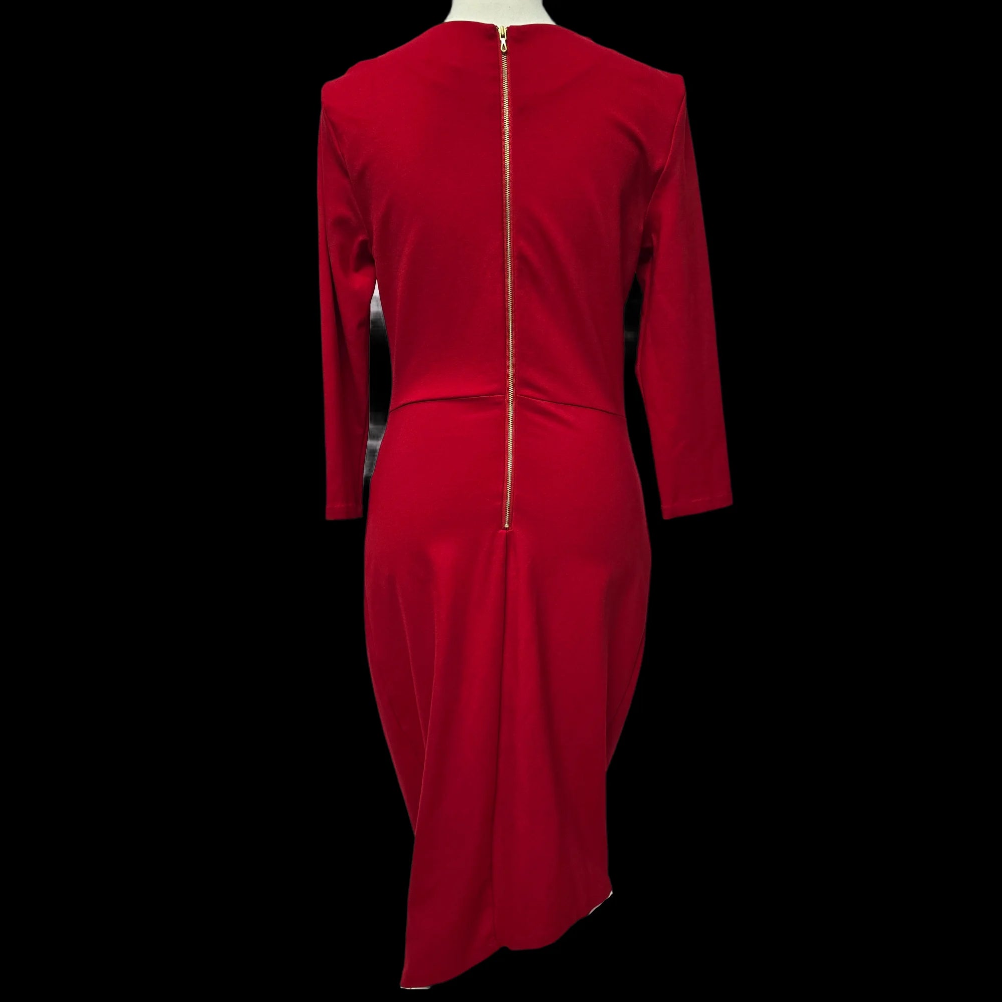 Womens Damsel Red Pencil Dress Stretch Gold Stud Detail UK