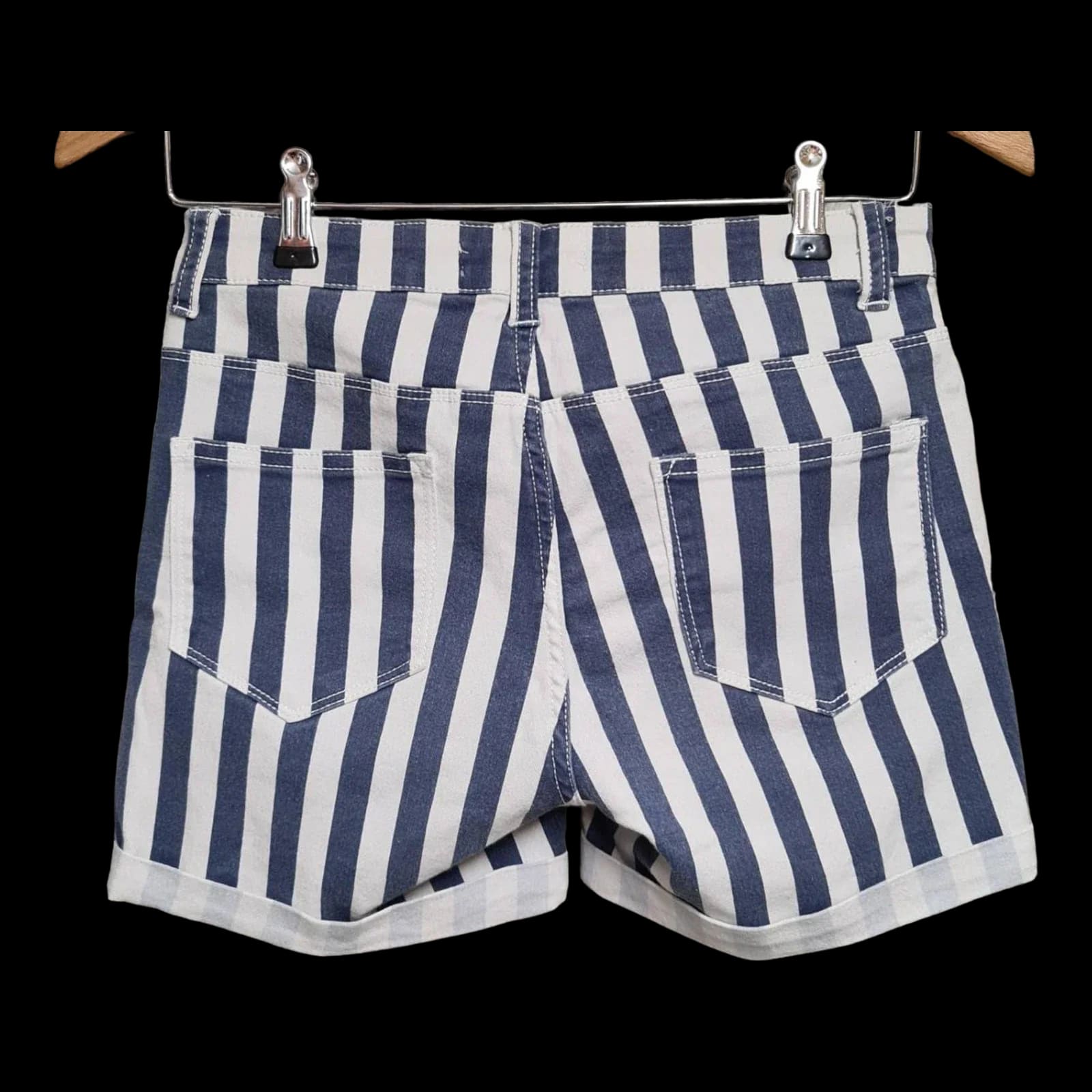 Womens Denim Co Blue White Striped Shorts UK 8 - & Co. - 2