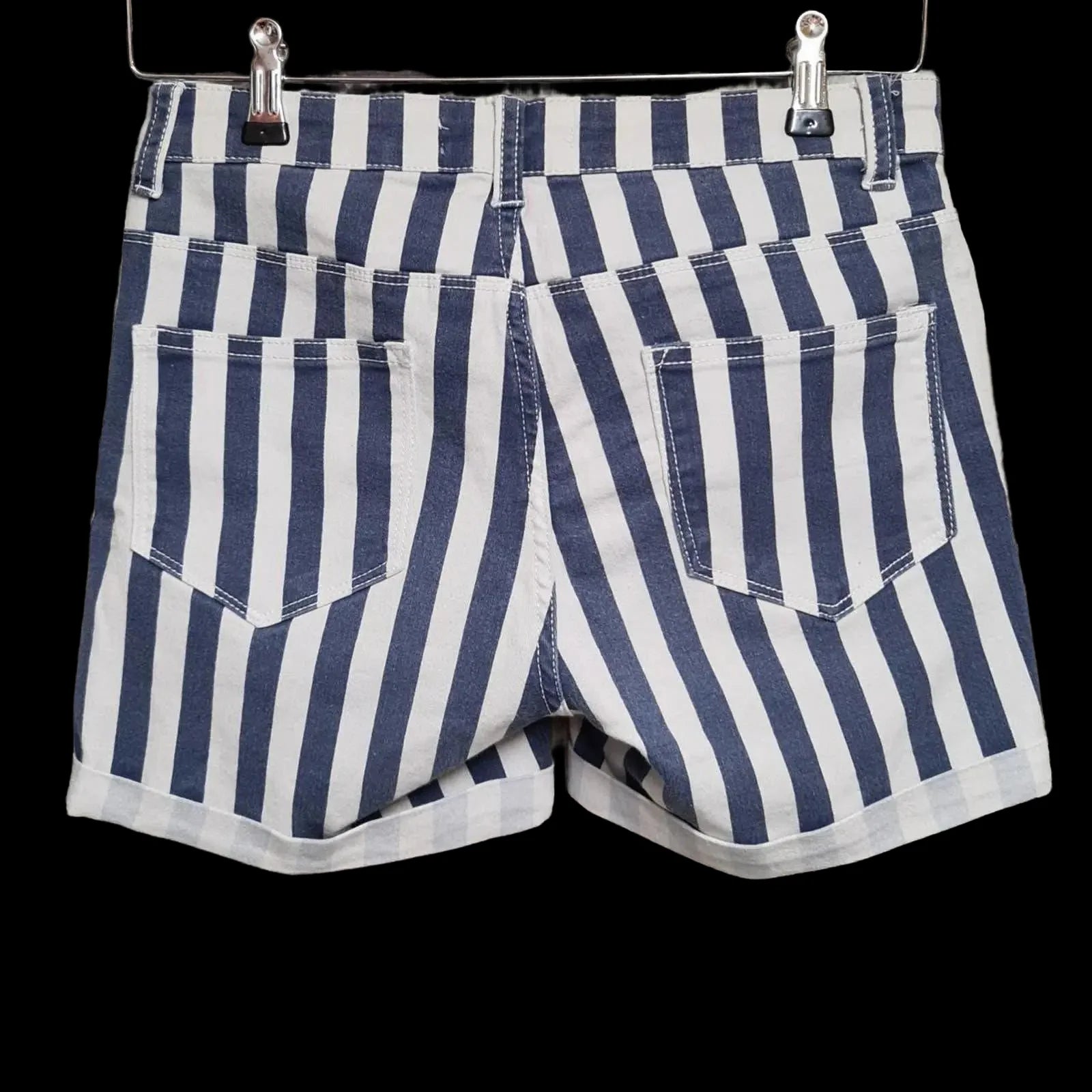 Womens Denim Co Blue White Striped Shorts UK 8 - & Co. - 2