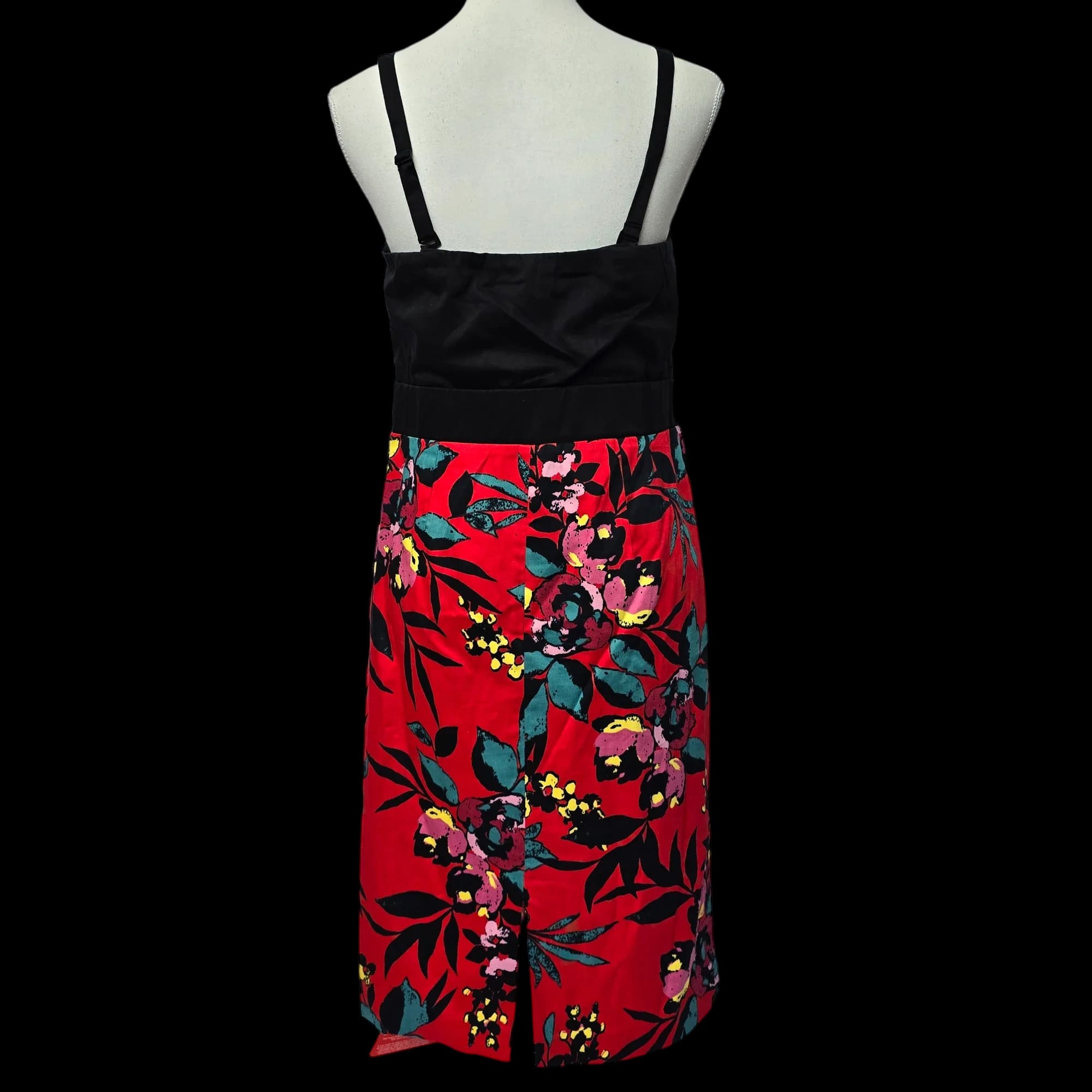 Womens So Fabulous Red Black Floral Midi Dress UK 14