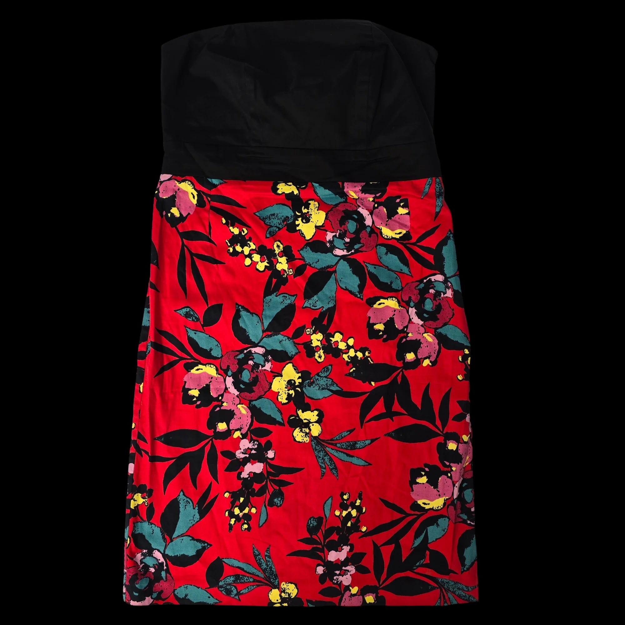 Womens So Fabulous Red Black Floral Midi Dress UK 14