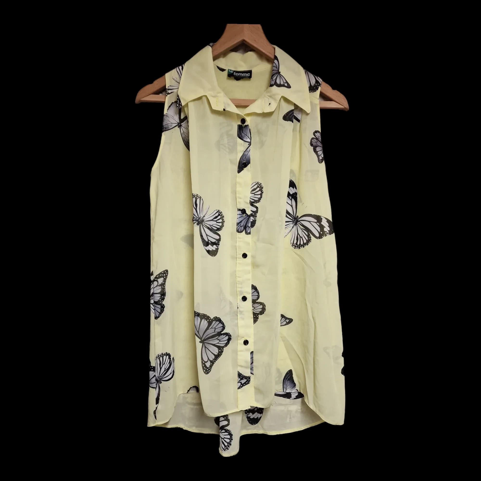 Womens Femme Collection Yellow Butterfly Top UK 14-16 - 1