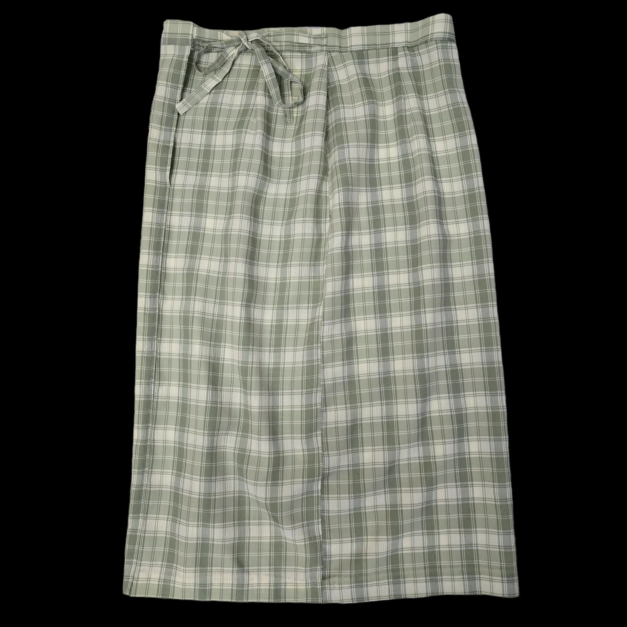 Womens Green White Check Wrap Skirt UK 14 - Skirts