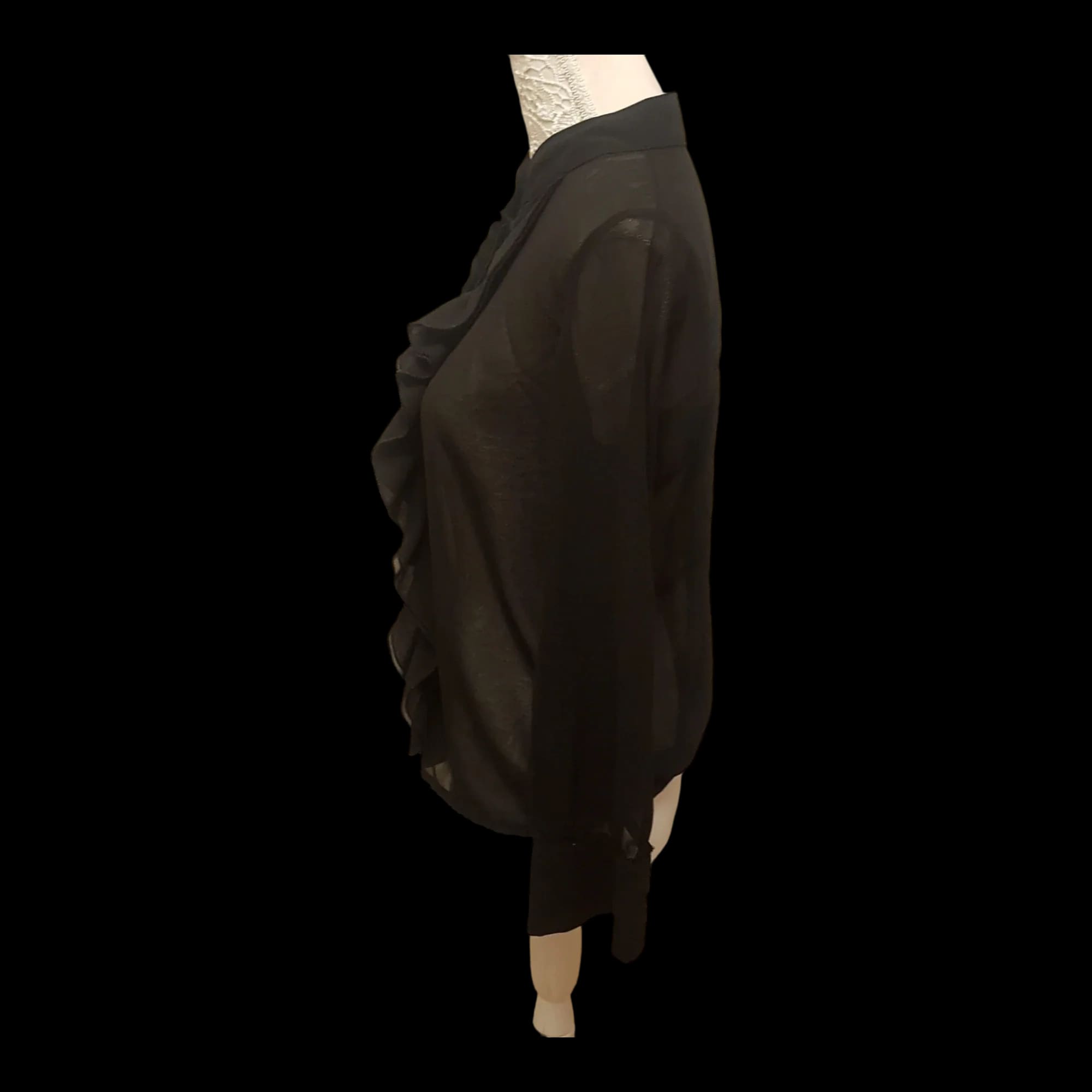 Womens Gumux Black Ruffle Front Blouse Top Uk Small - 4