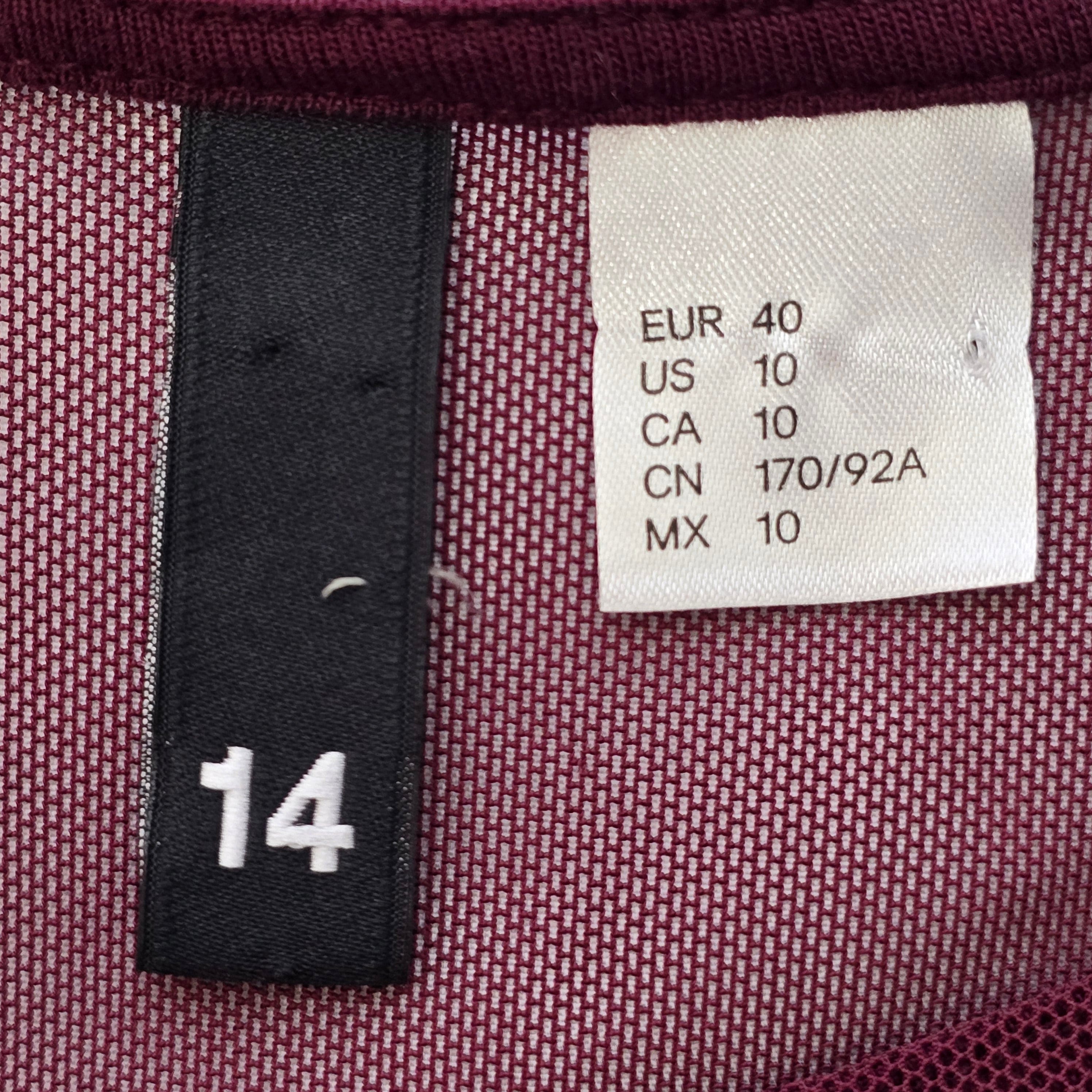 Womens H&M Burgundy Sheer Skater Dress UK 14 - Dresses - 8