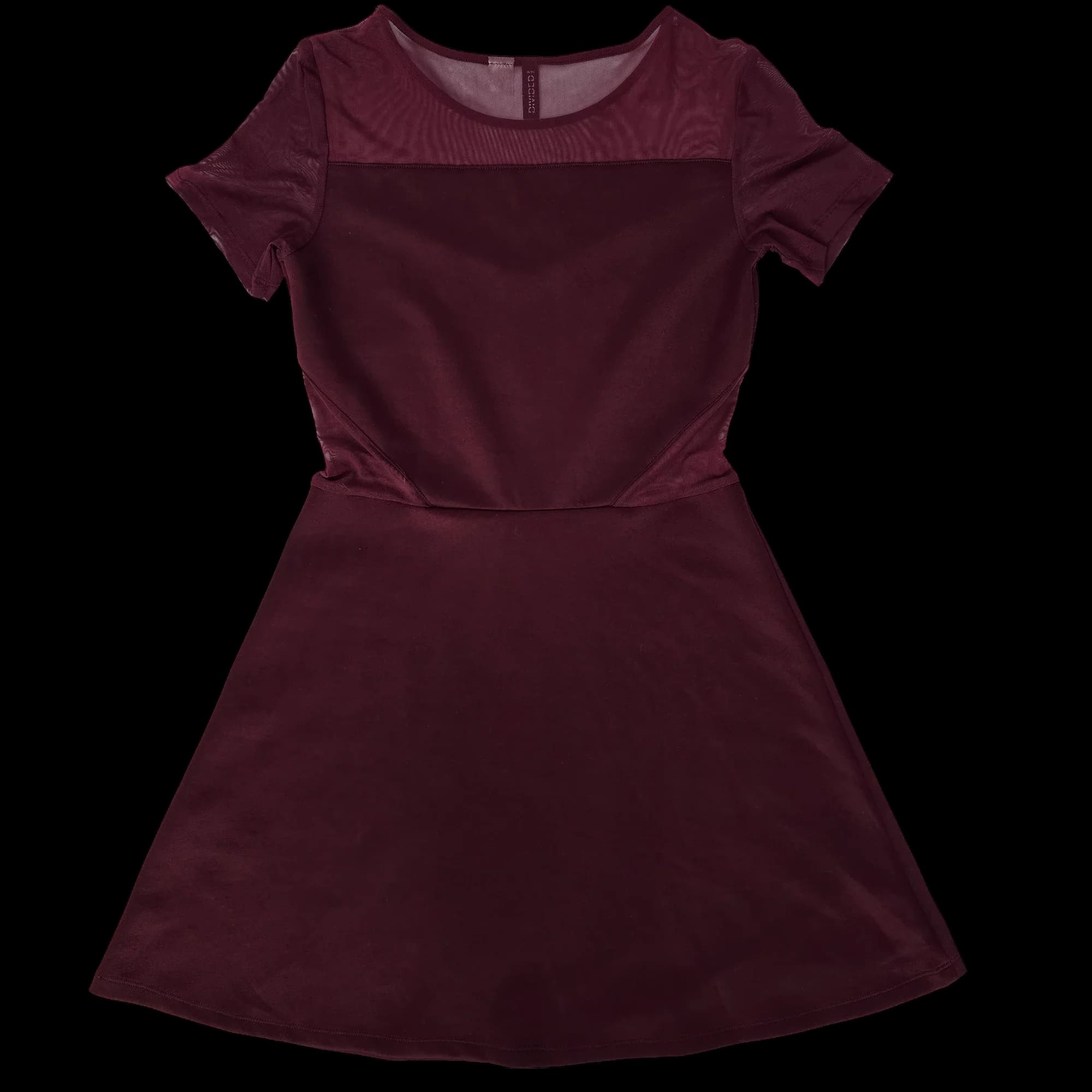 Womens H&M Burgundy Sheer Skater Dress UK 14 - Dresses - 5