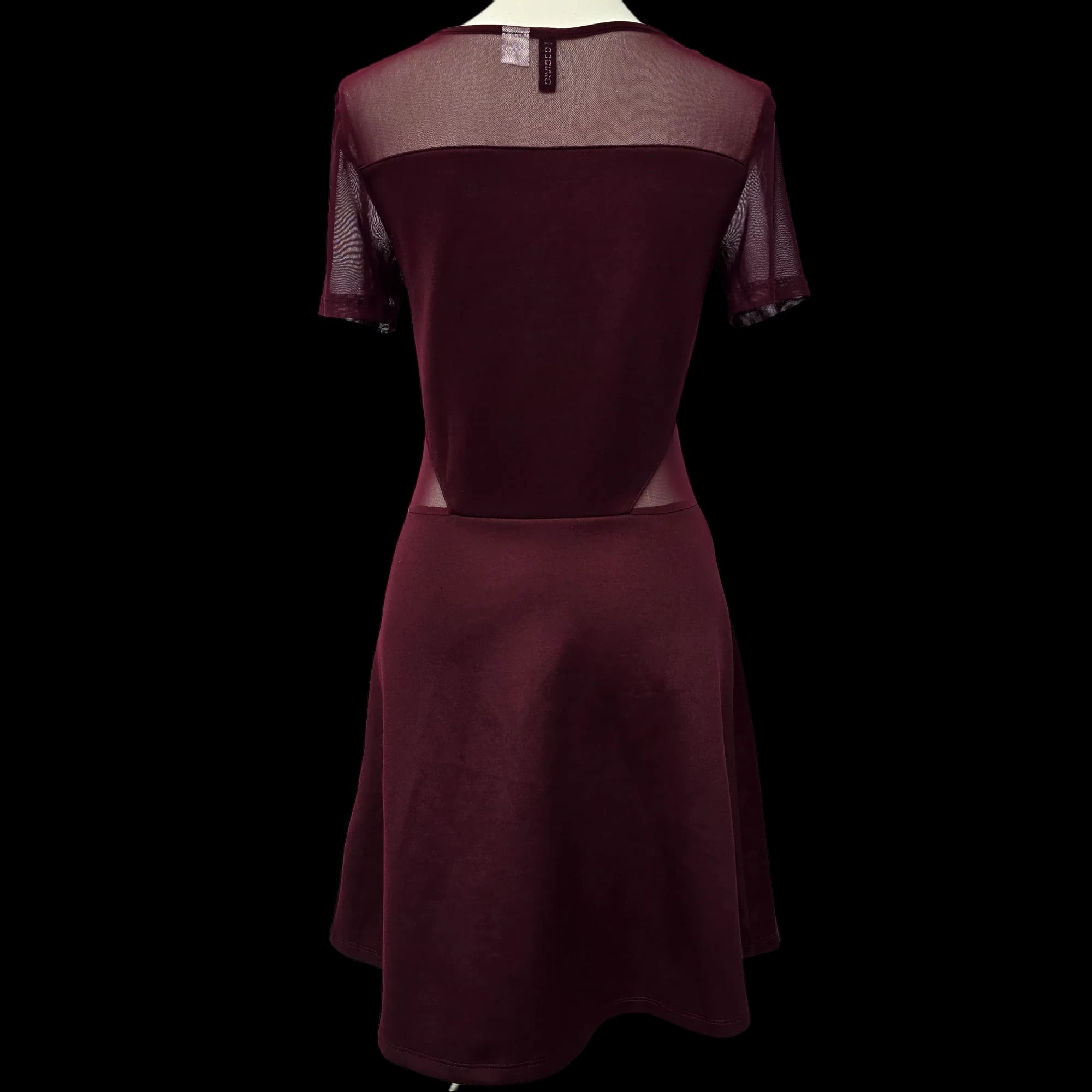 Womens H&M Burgundy Sheer Skater Dress UK 14 - Dresses - 2