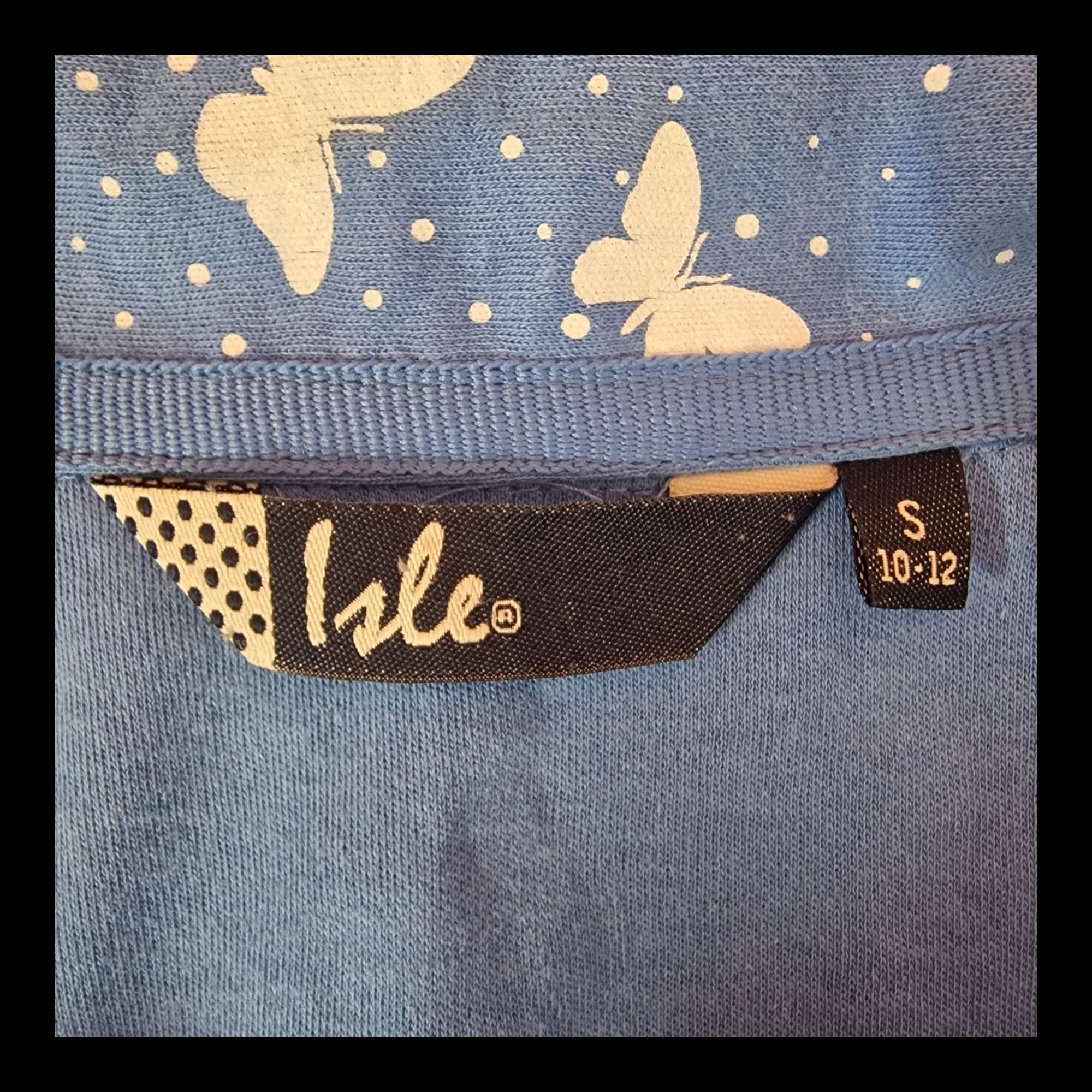 Womens Isle Blue Butterfly Polo UK 8-10 - Top - 4 - 946