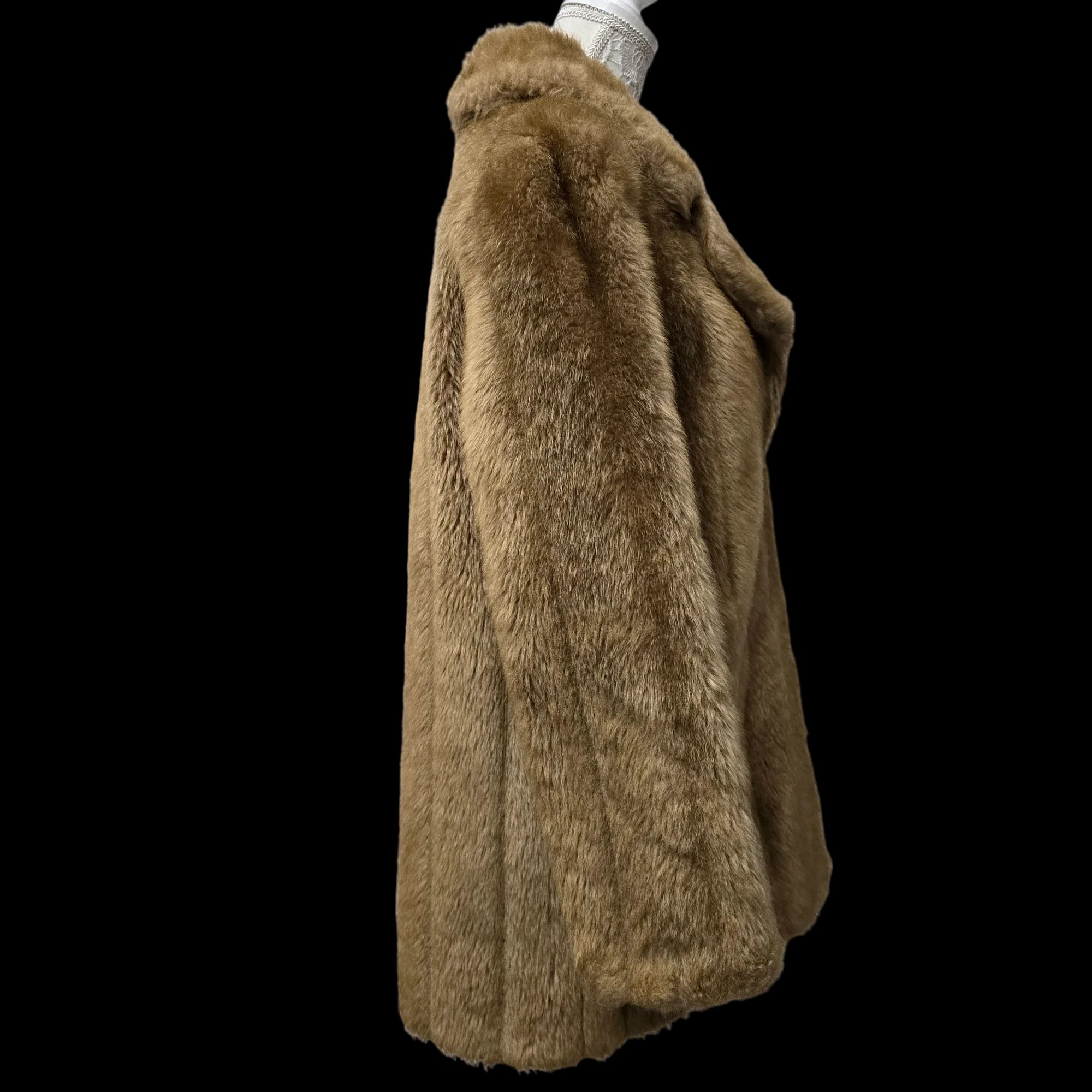Womens Light Brown Faux Fur Coat UK 12 Vintage - Women’s