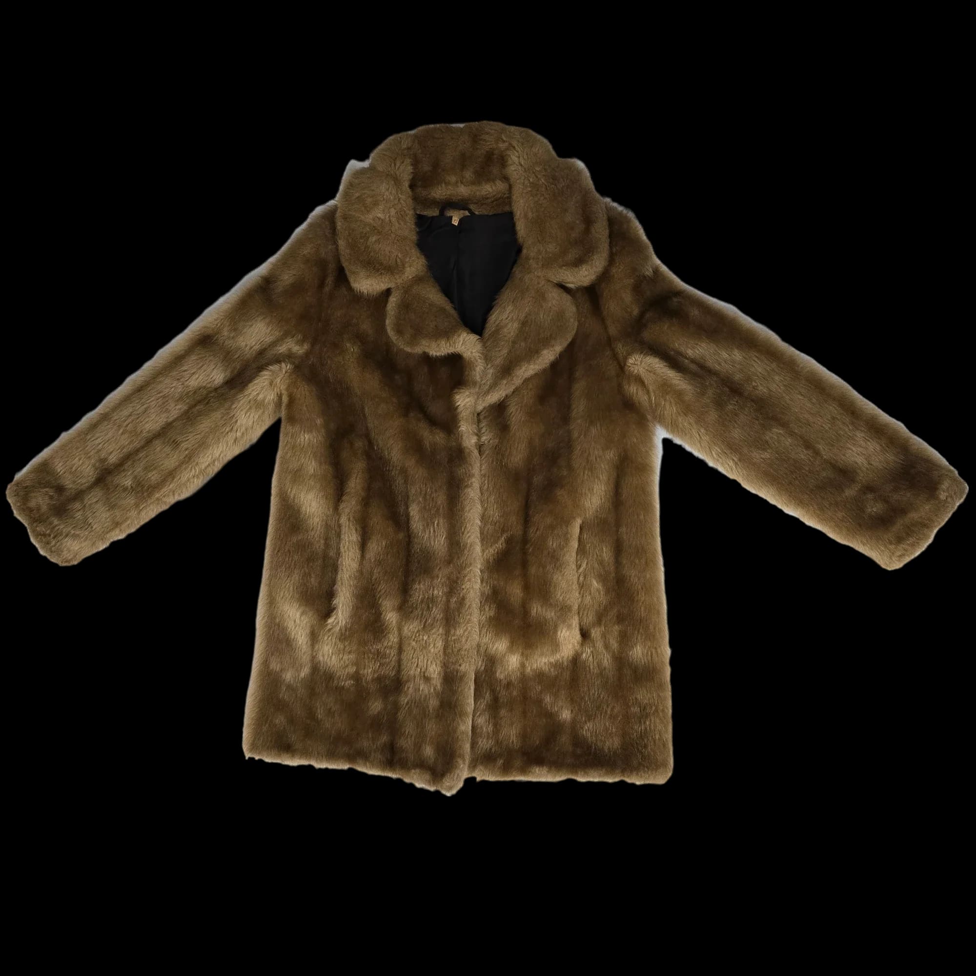 Womens Light Brown Faux Fur Coat UK 12 Vintage - Women’s