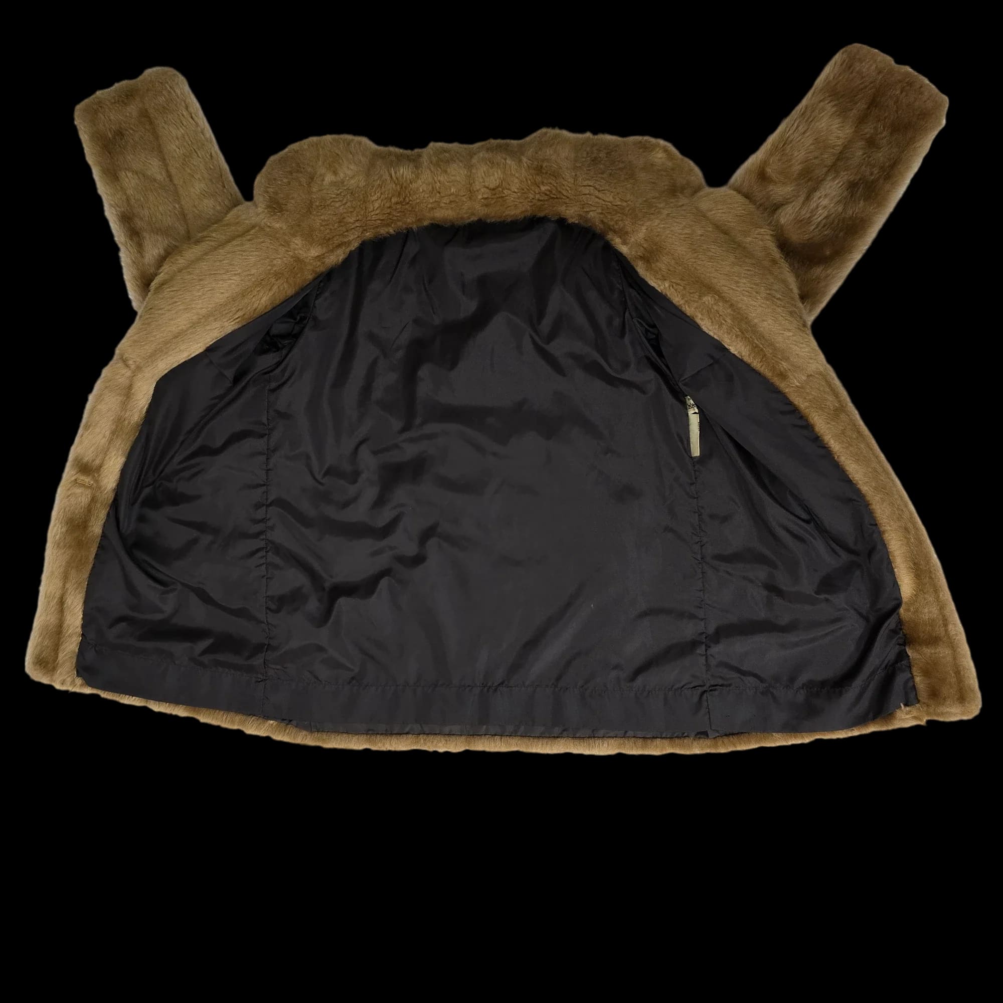 Womens Light Brown Faux Fur Coat UK 12 Vintage - Women’s
