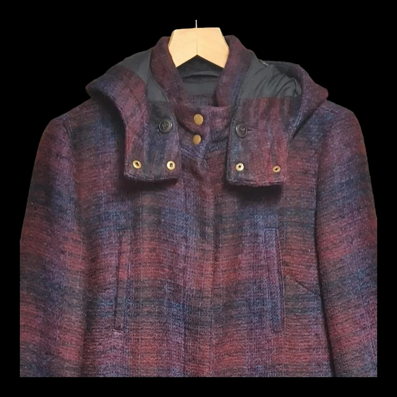 Womens M&S Indigo Multicoloured Cold Weather Coat UK Medium