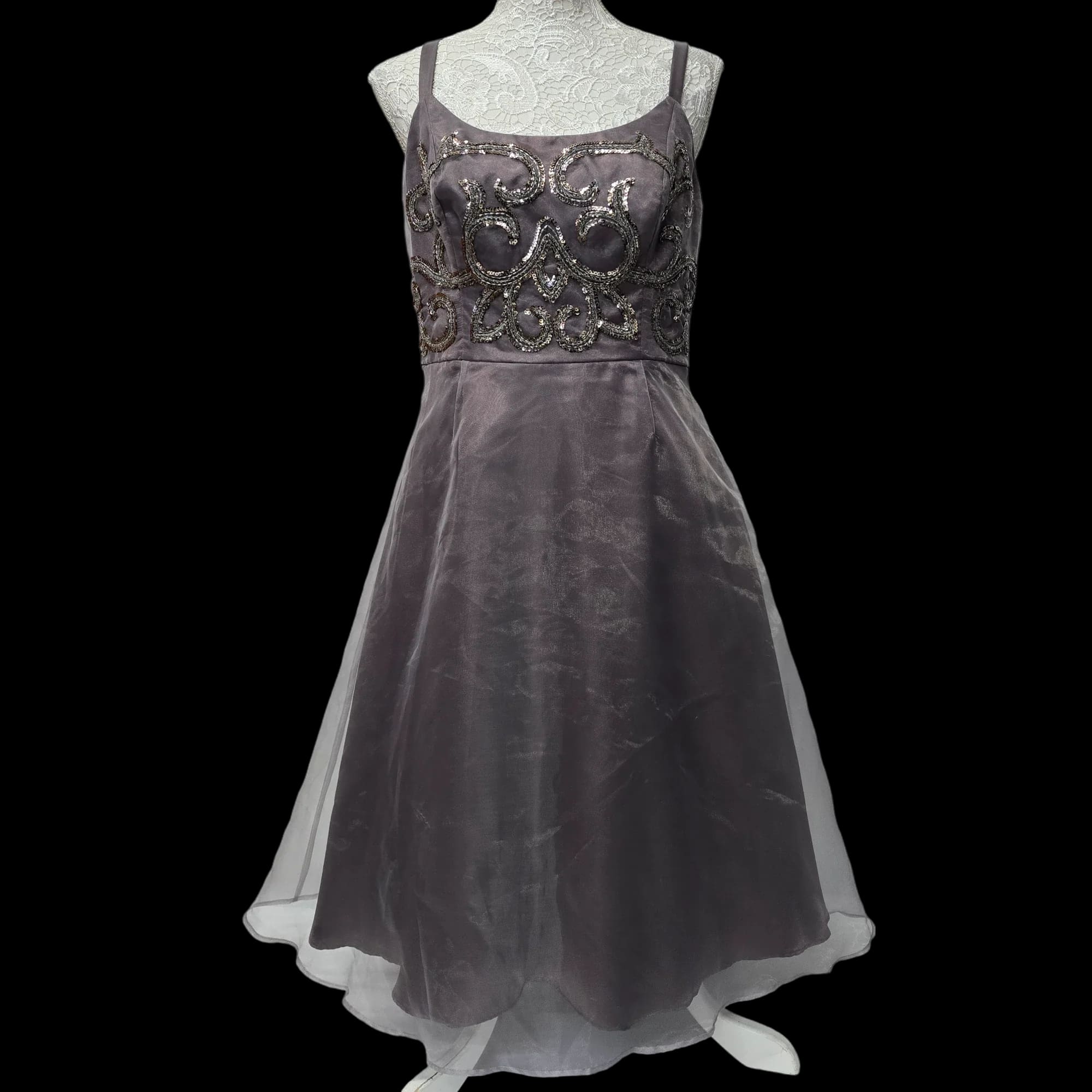 Womens M & Co Silver Party Dress UK 12 - Dresses - 1 - 3485