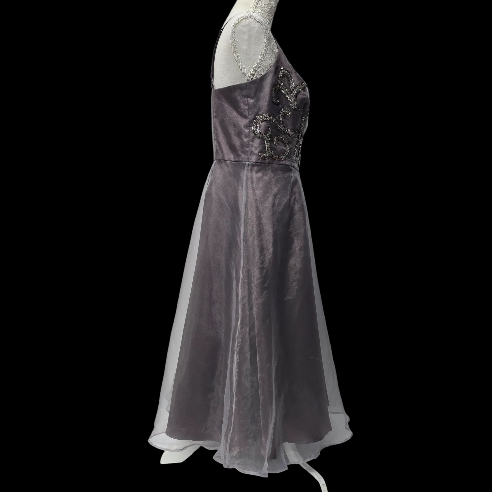 Womens M & Co Silver Party Dress UK 12 - Dresses - 4 - 3485