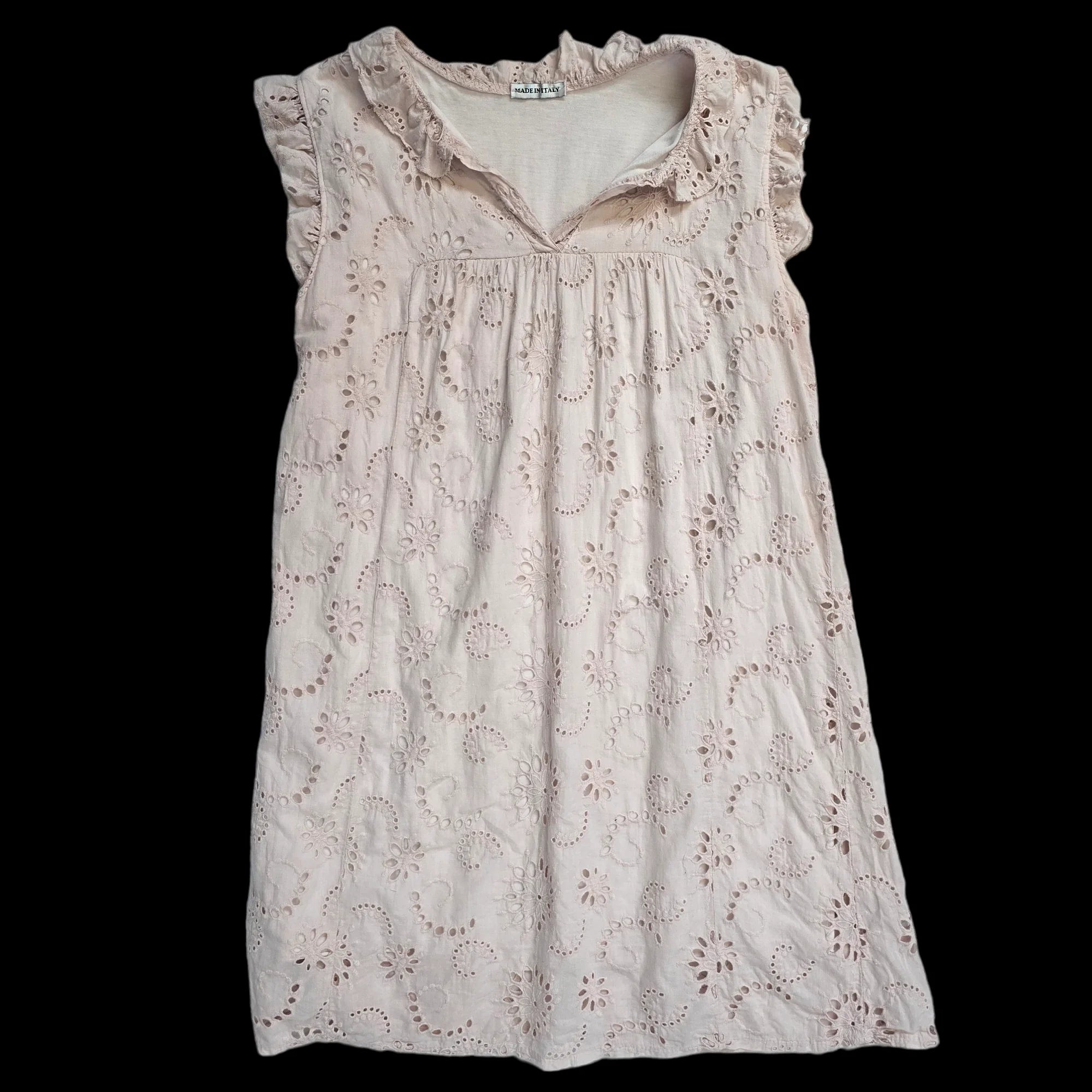 Womens Made In Italy Pink Embroidered Floral A-Line Dress