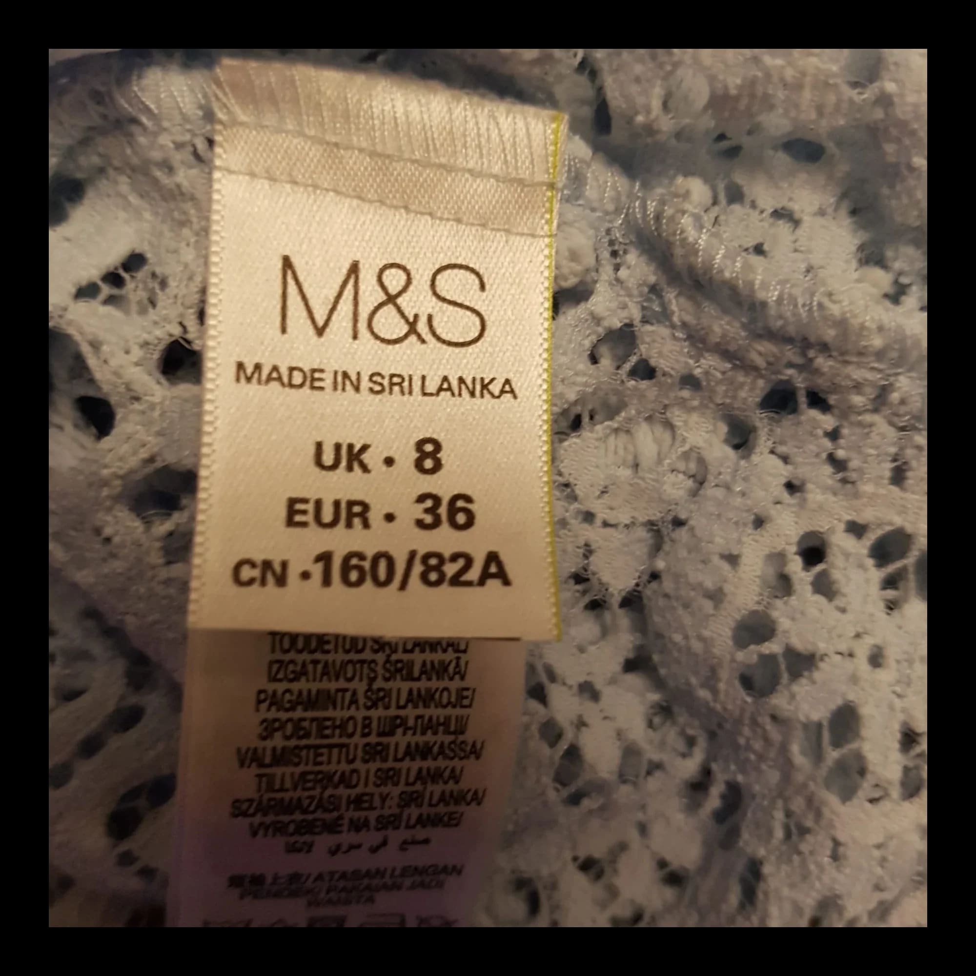 Womens Marks & Spencer Pale Blue Lace Cut Out Top UK 8