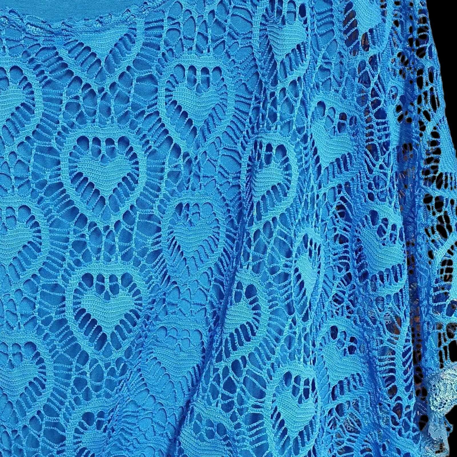 Womens Meggie High Class Blue Heart Lace Cut Out Detail Top