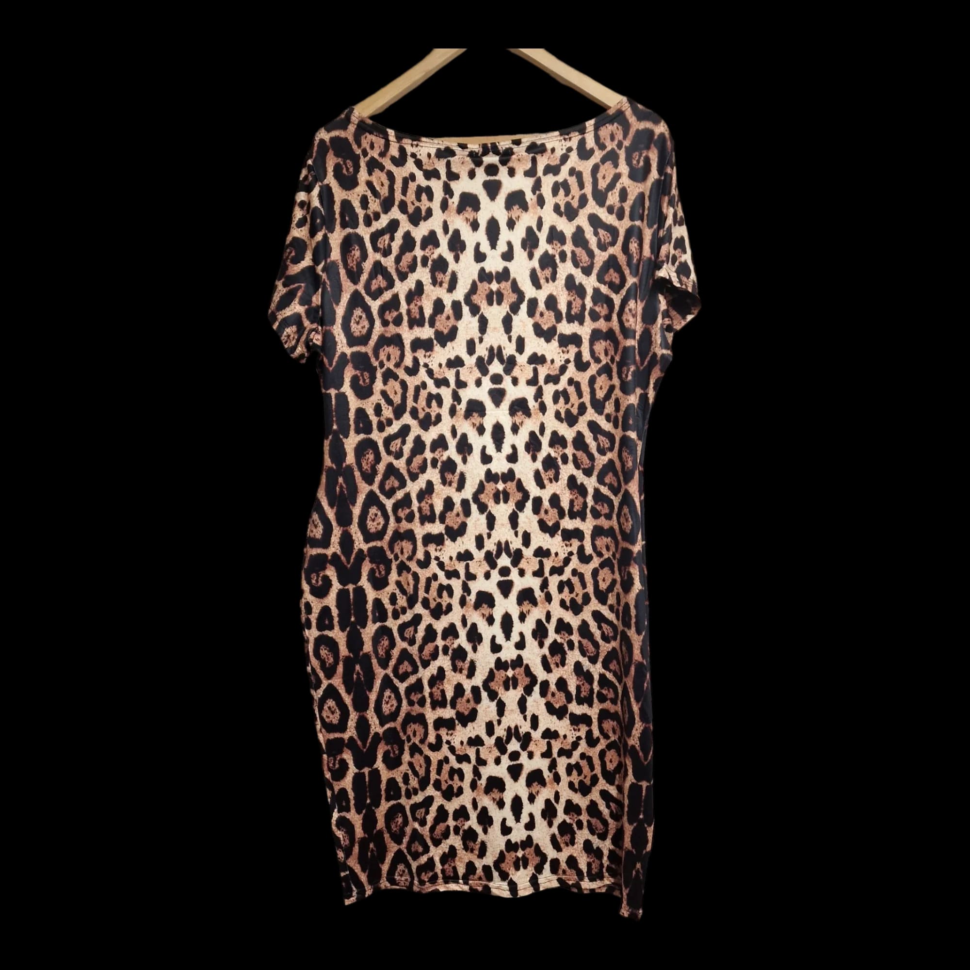 Womens Miss Foxy Black Brown Animal Print Dress Uk Xl