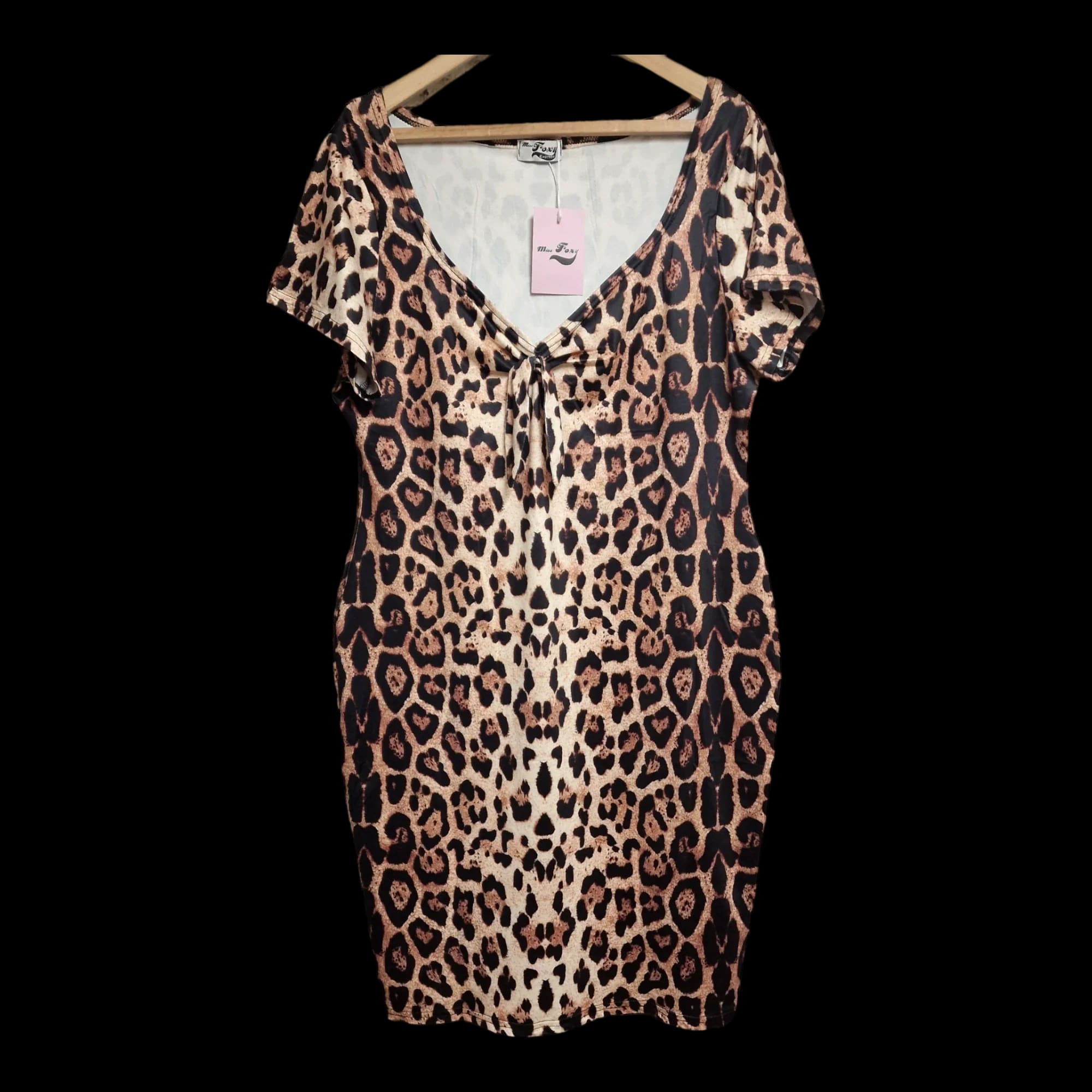 Womens Miss Foxy Black Brown Animal Print Dress Uk Xl