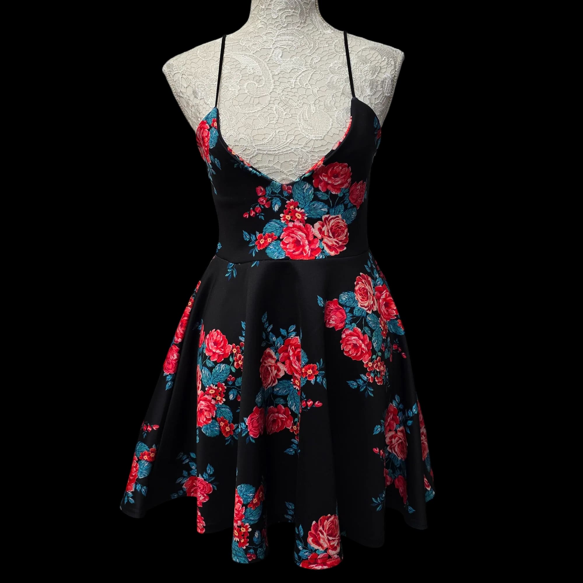 Womens Missguided Fit And Flare Floral Dress UK 10