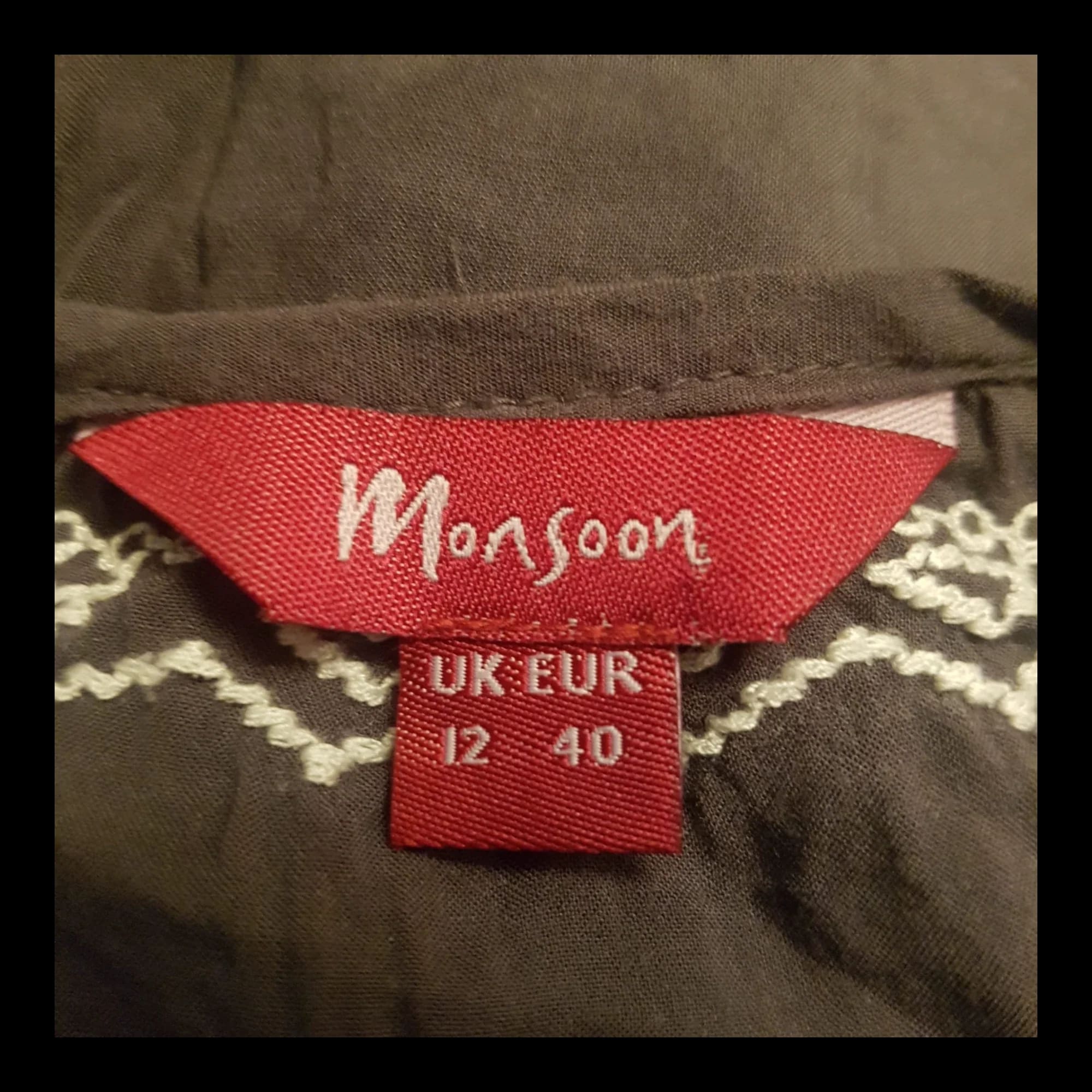 Womens Monsoon Grey Floral Tie Top UK 12 - 6 - 1841