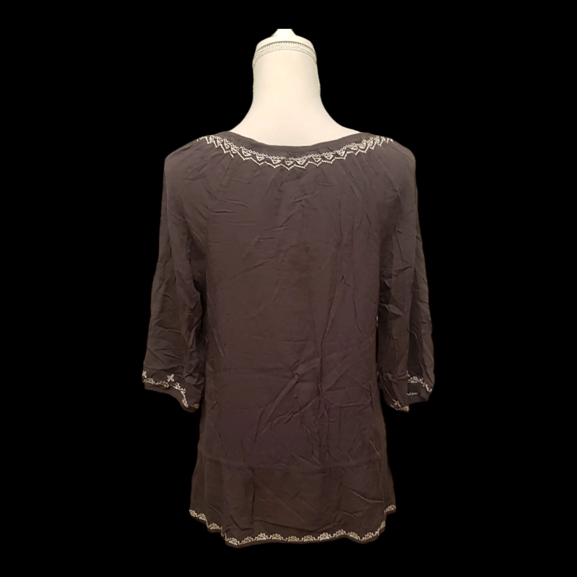 Womens Monsoon Grey Floral Tie Top UK 12 - 2 - 1841