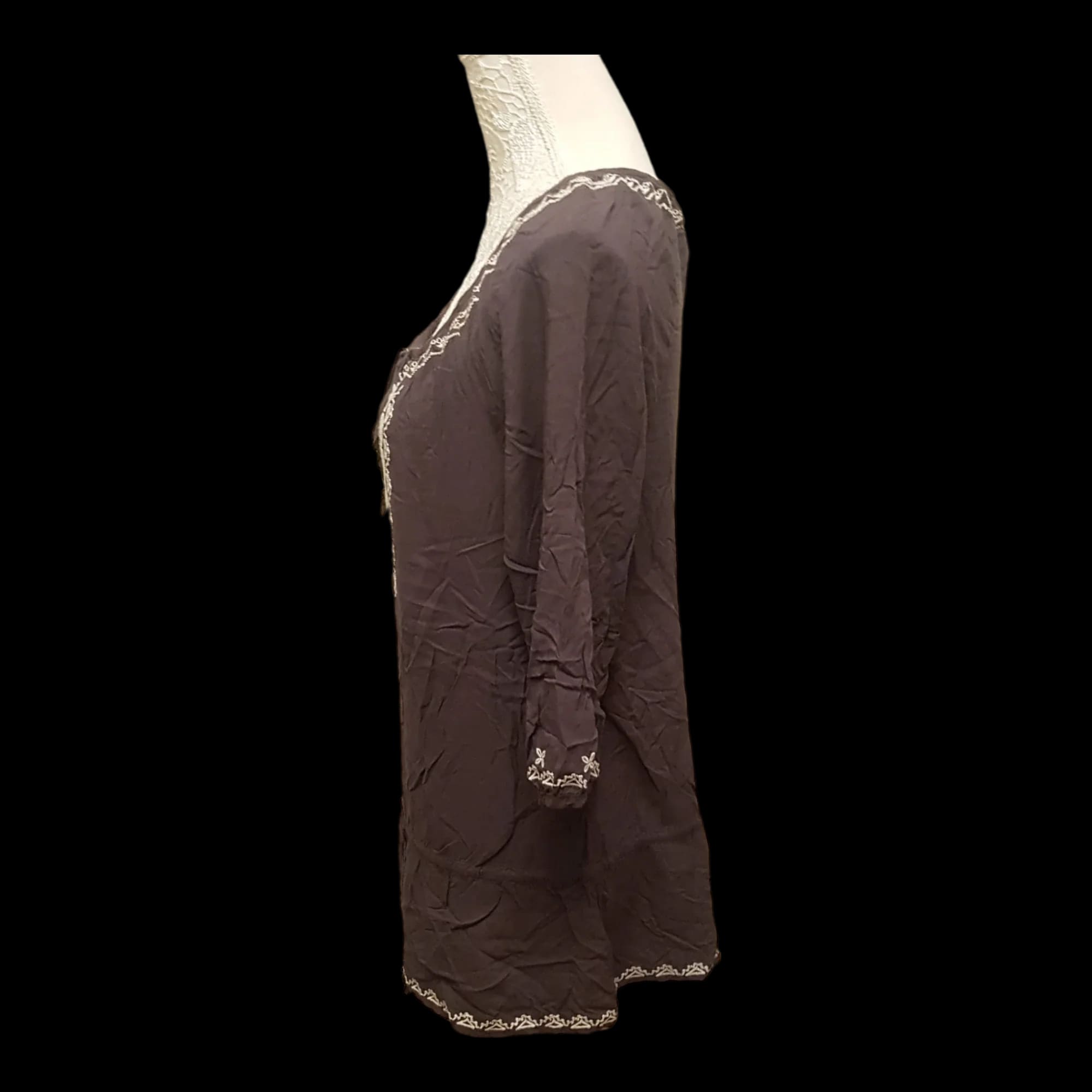 Womens Monsoon Grey Floral Tie Top UK 12 - 5 - 1841