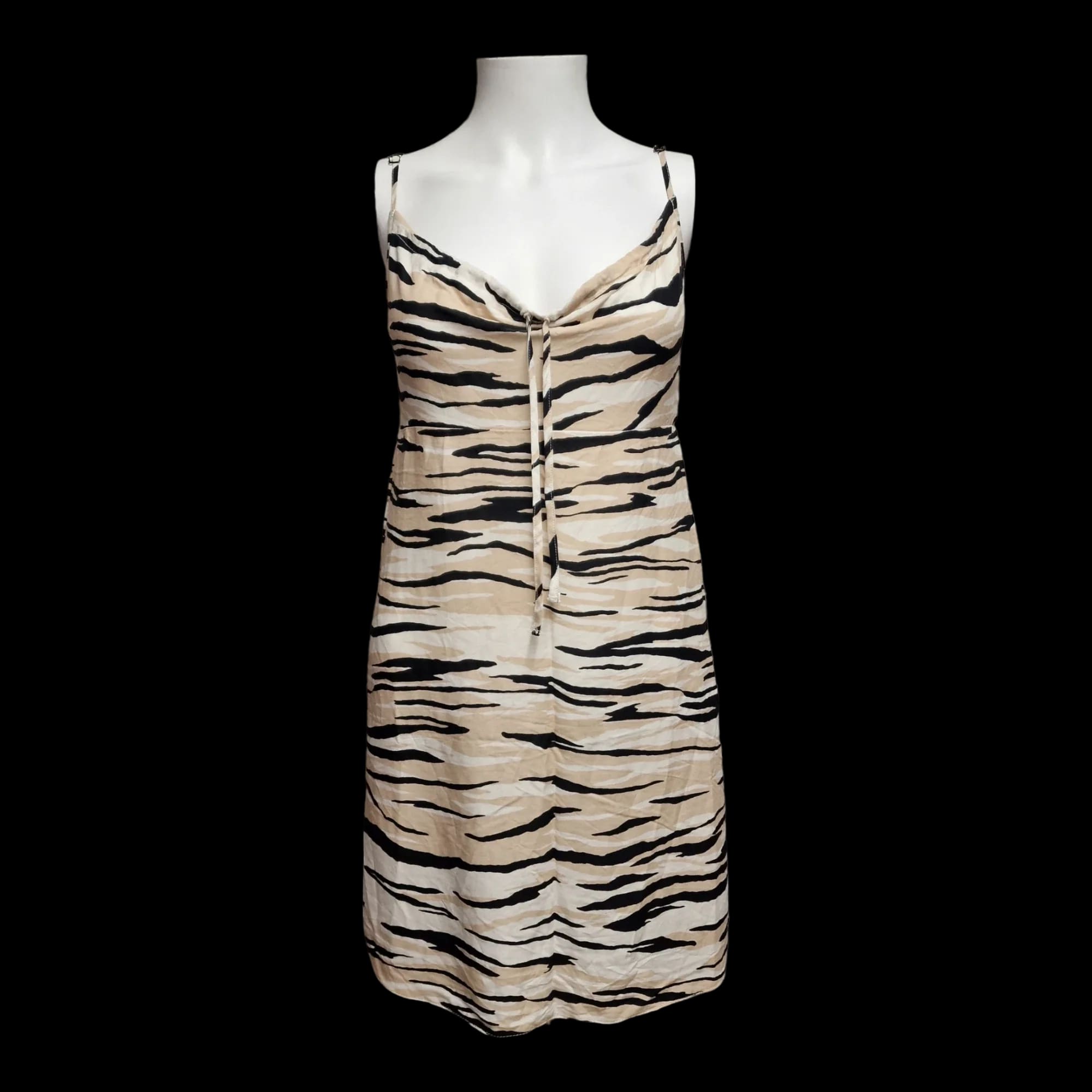 Womens New Look Black Brown Zebra Print Dress UK 8