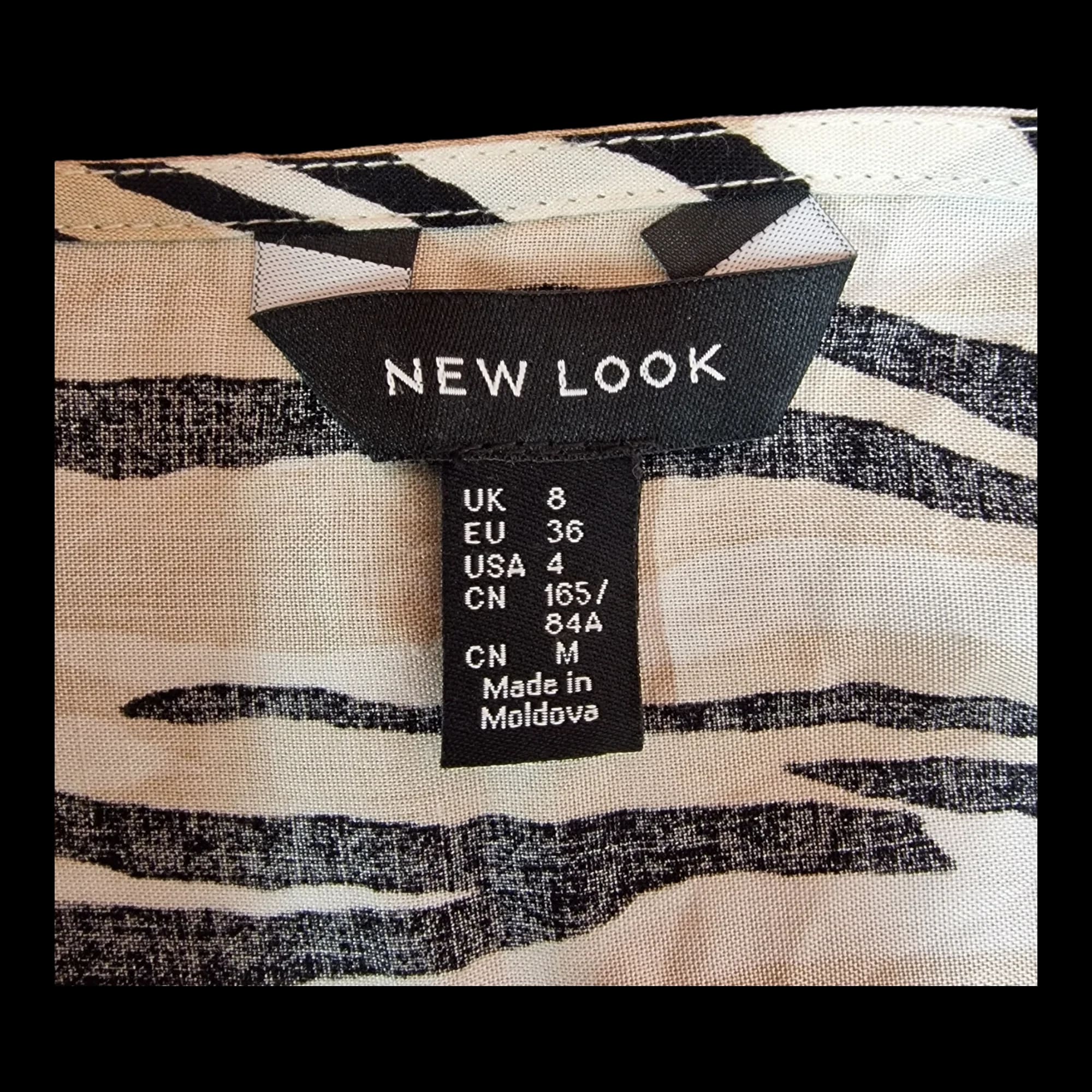 Womens New Look Black Brown Zebra Print Dress UK 8