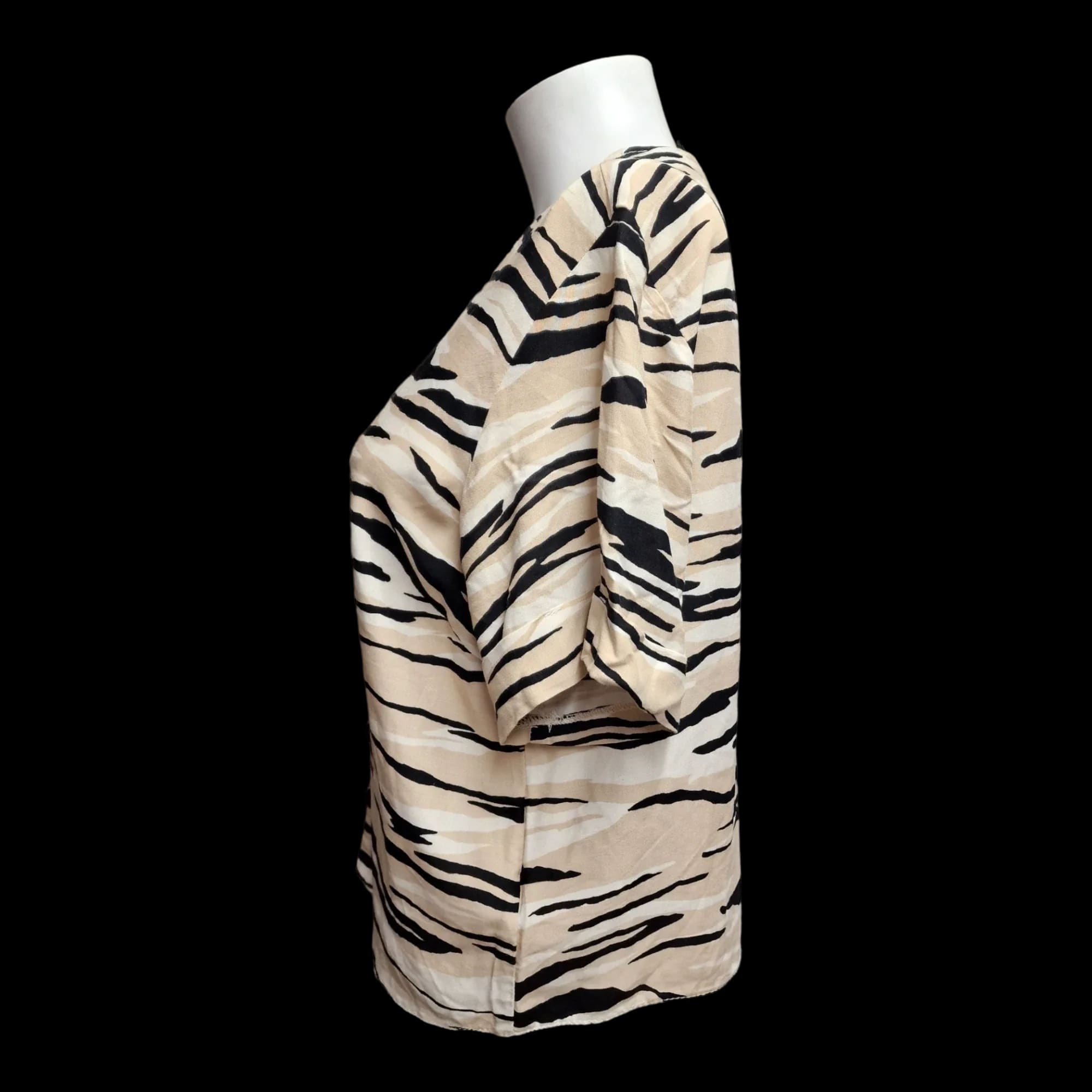 Womens New Look Black Brown Zebra Print Top UK 10 - 3 - 1008